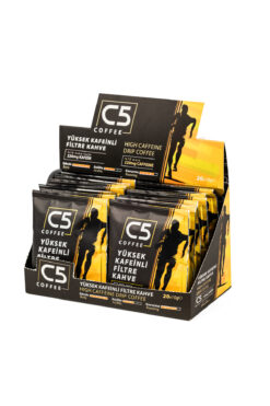 Coffee C5 Yüksek Kafeinli Pratik Filtre Kahve | Filtresi İçinde | 20'li Kutu | Coffee C5