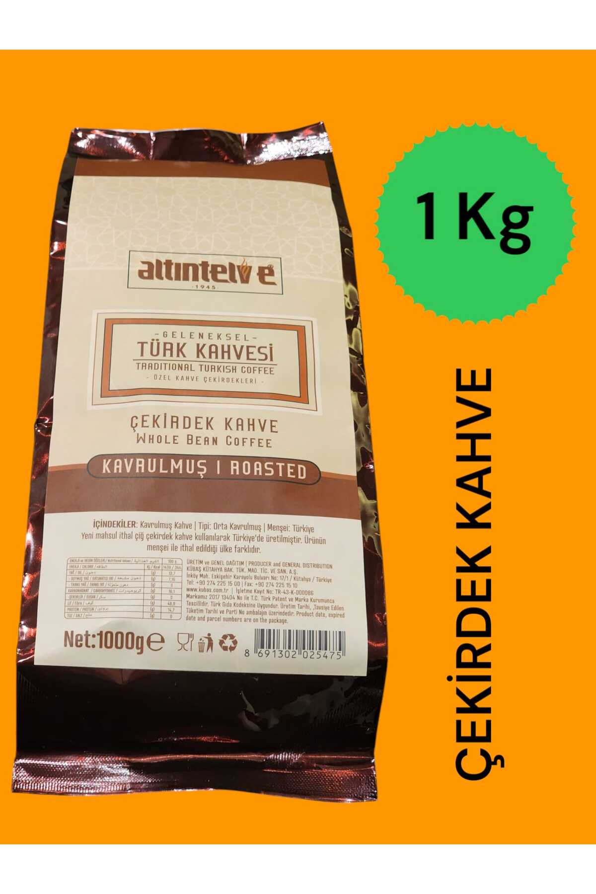 Altıntelve TÜRK KAHVESİ ÇEKİRDEK ORTA KAVRULMUŞ 1000 Gr - Görsel 3