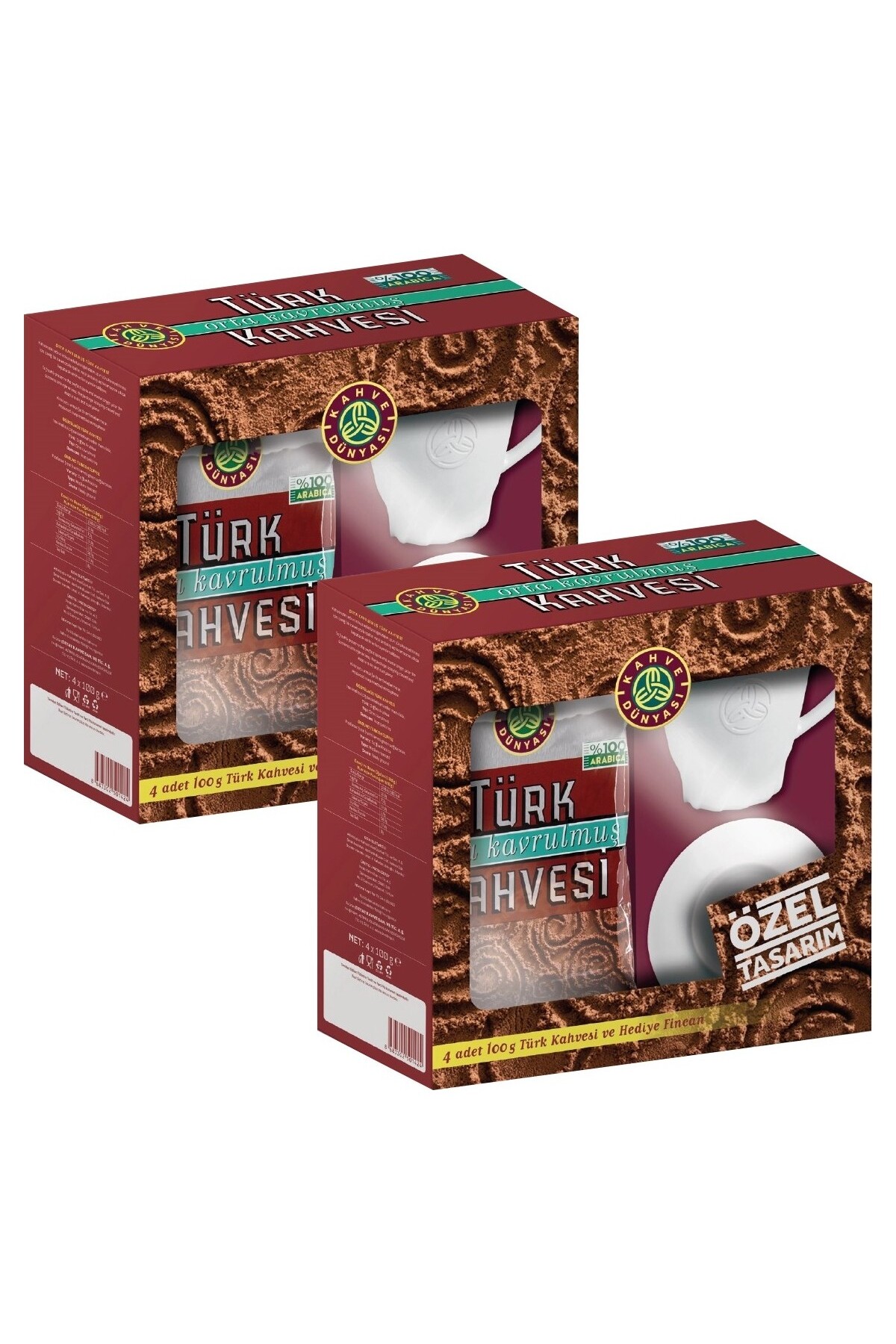 Kahve Dünyası Türk Kahvesi Orta Kavrulmuş 4X100 G + Fincan Hediyeli x 2 Adet