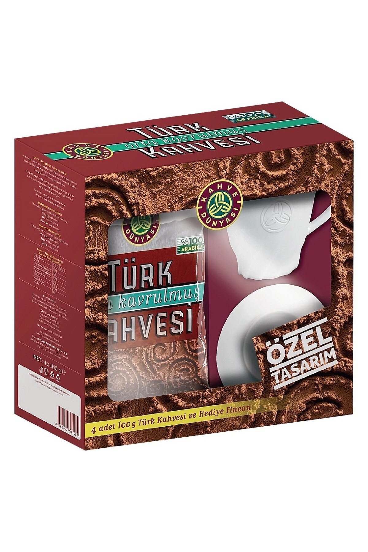 Kahve Dünyası Türk Kahvesi Orta Kavrulmuş 4X100 G + Fincan Hediyeli x 2 Adet - Görsel 3