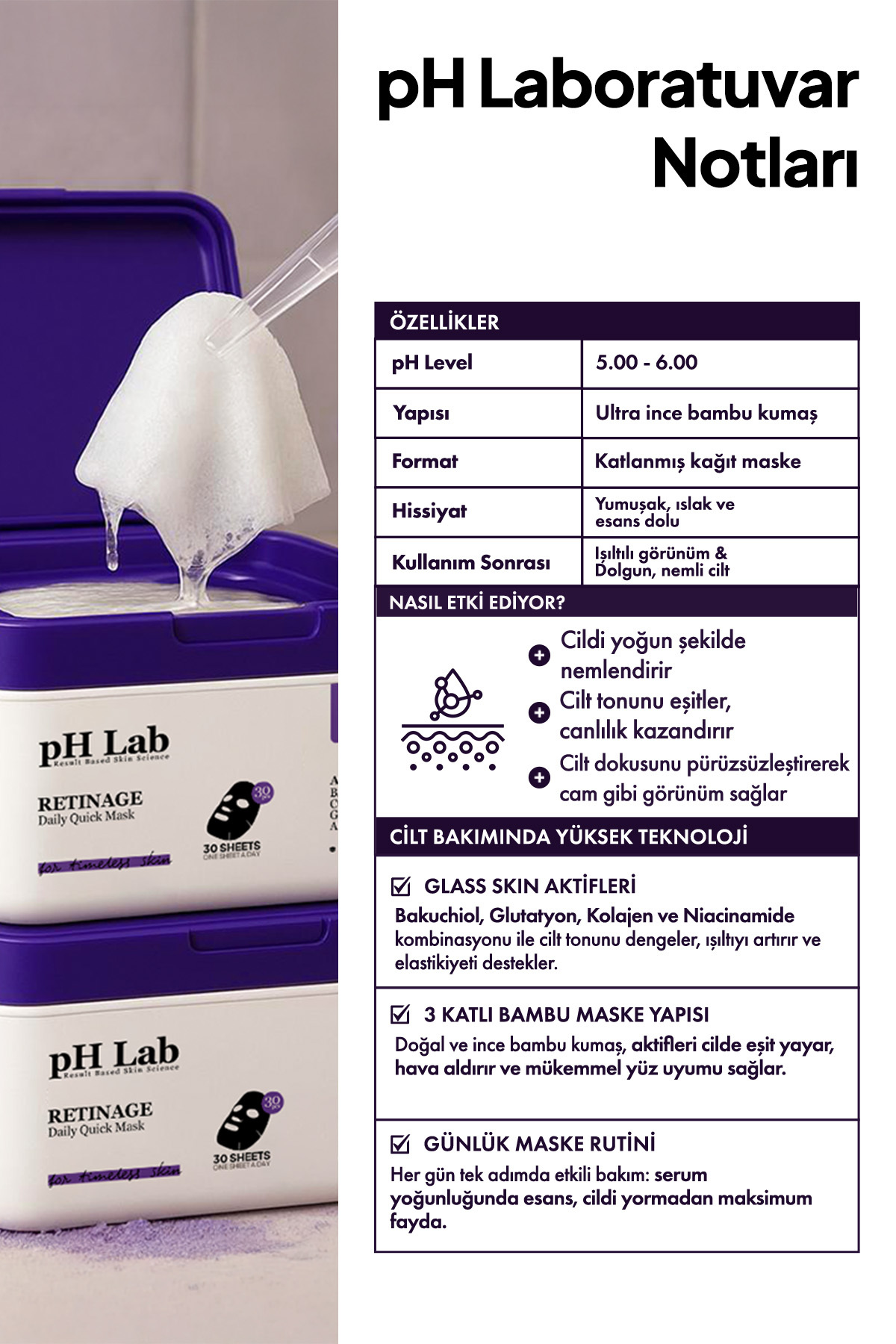 Ph Lab Phlab Retinage Daily Quick Günlük 30'lu Maske - Görsel 2
