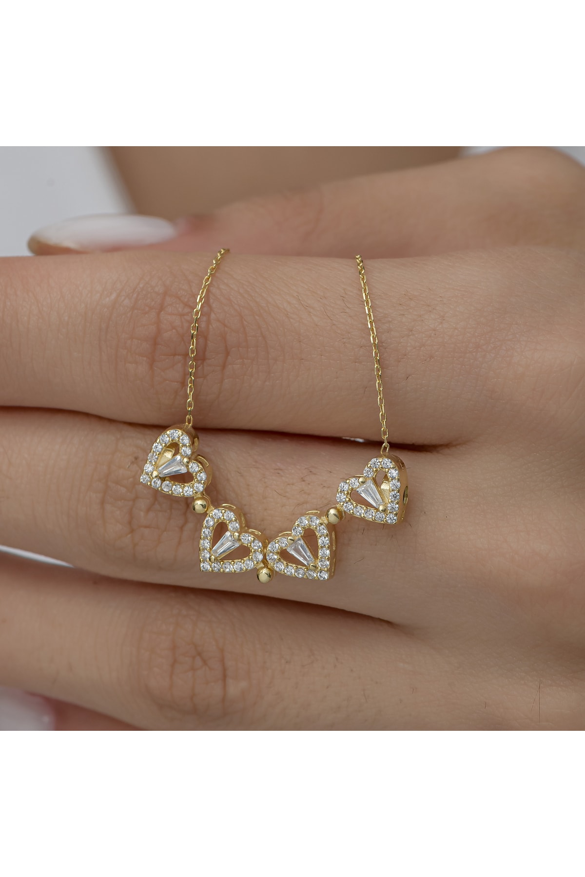 klas gümüş Kalpli Açılabilir Yonca Figürlü Gold Kolye-925 Ayar Gümüş - Görsel 2