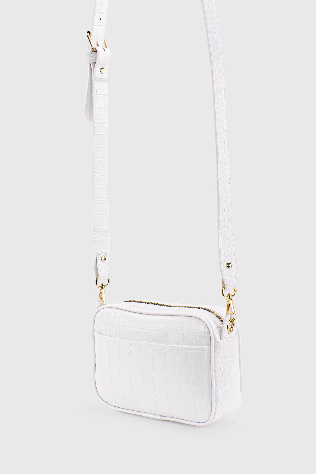 Housebags Kadın Beyaz Timsah Derisi Görünümlü Çapraz Çanta 219 - Görsel 2