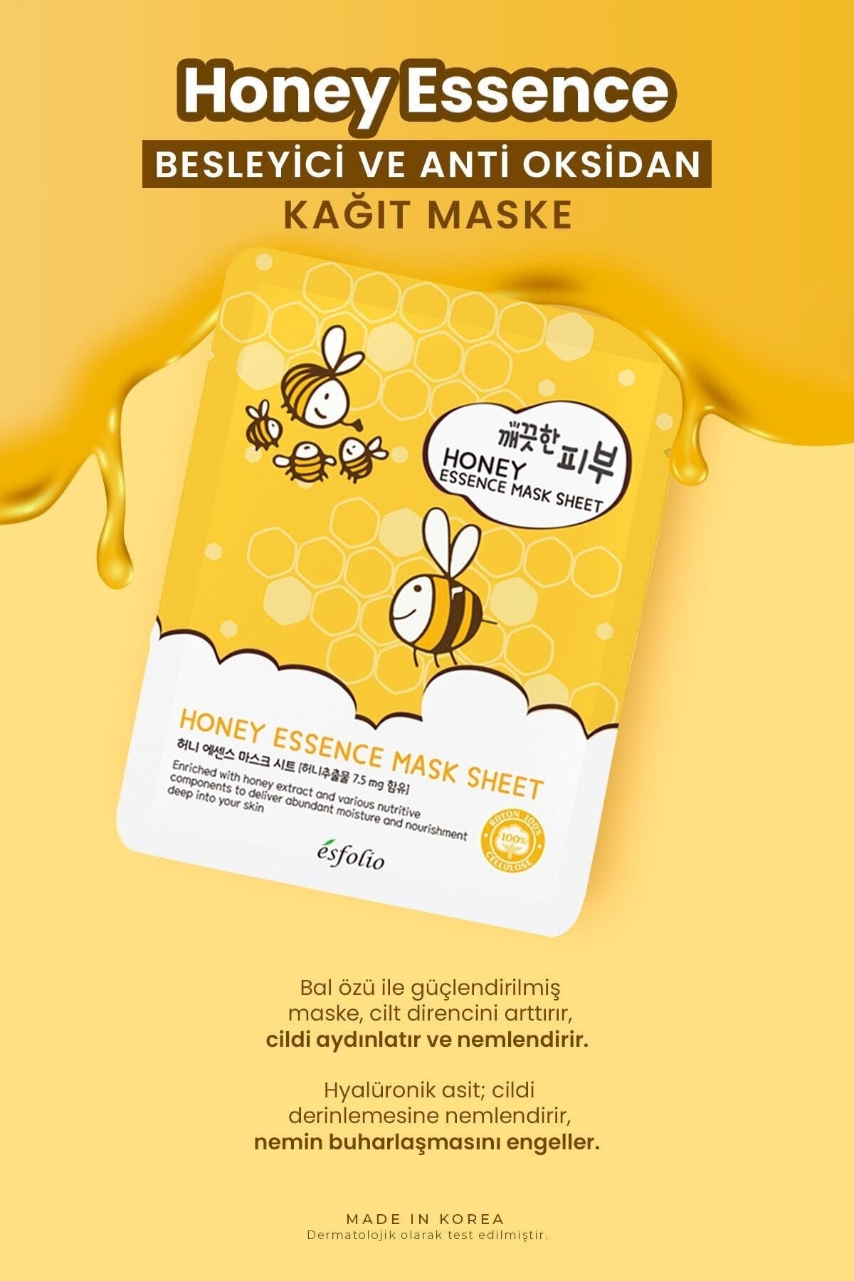 Esfolio Besleyici Bal Özü İçeren Kağıt Maske Esfolio Honey Essence Mask Sheet - Görsel 2