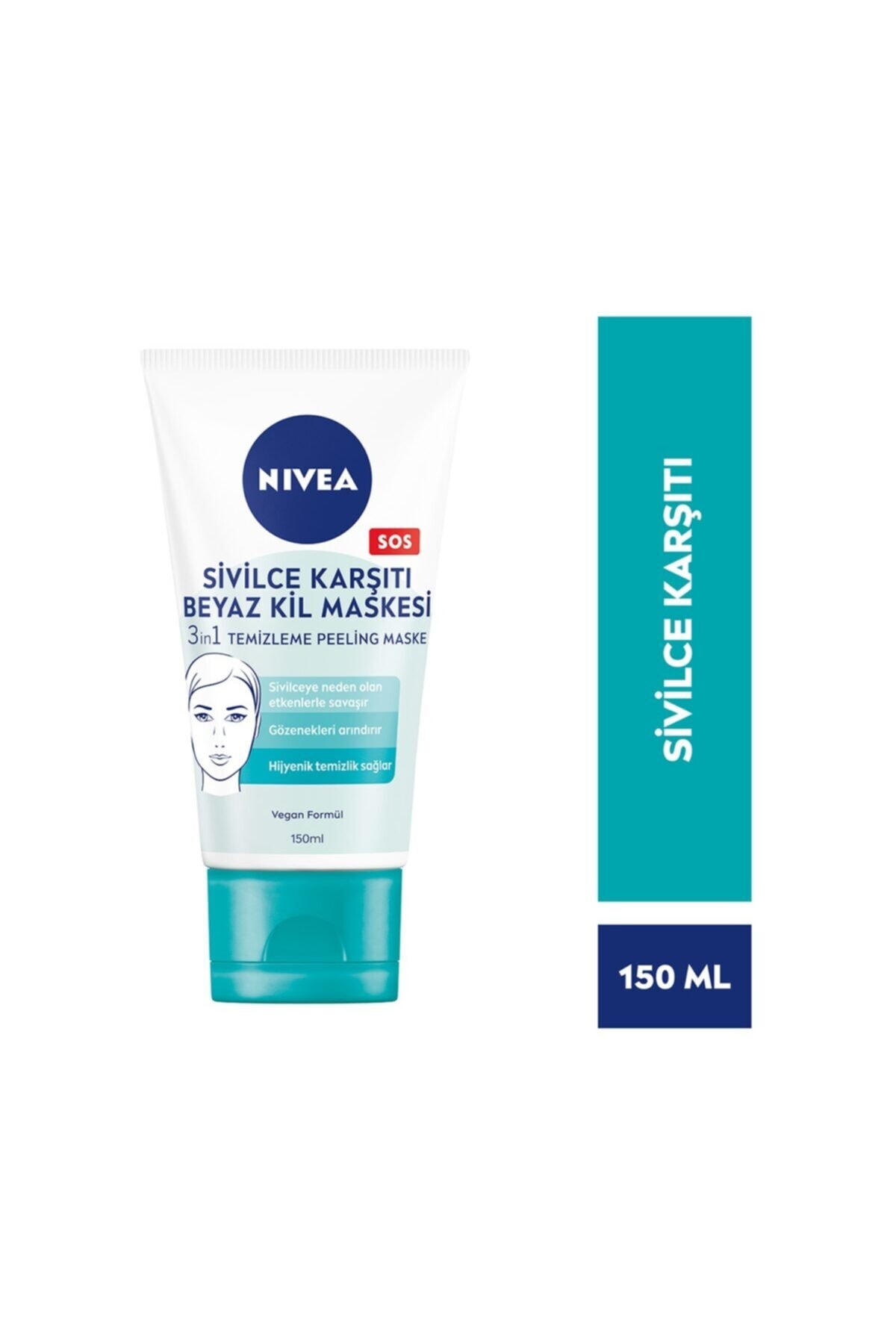 NIVEA Sivilce Karşıtı 3'ü 1 Arada Beyaz Kil Maskesi 150 ml - Görsel 2