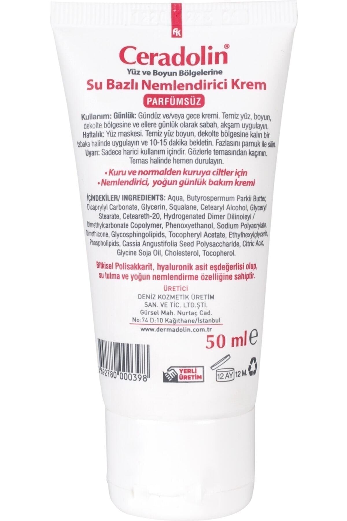 Ceradolin Parfümsüz Su Bazlı Nemlendirici Krem 50 ml - Görsel 2