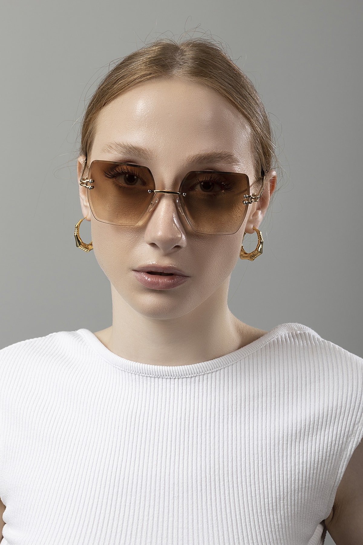 Polo Air Kristal Kare Kadın Güneş Gözlüğü Kahverengi - Görsel 2