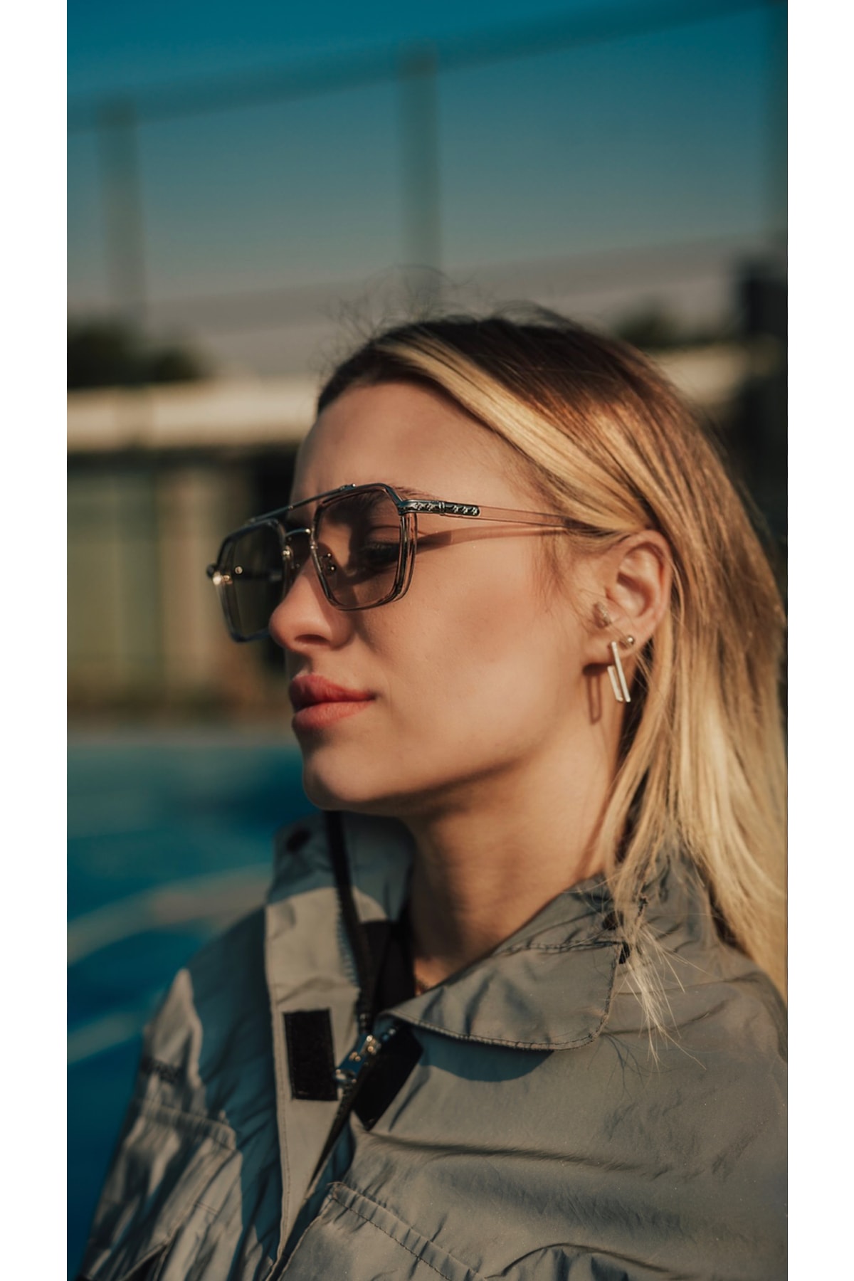 Angel Eyes Dikdörtgen Şeffaf Pembe Çerçeceli Unisex Güneş Gözlüğü Ae-0039c6 - Görsel 2