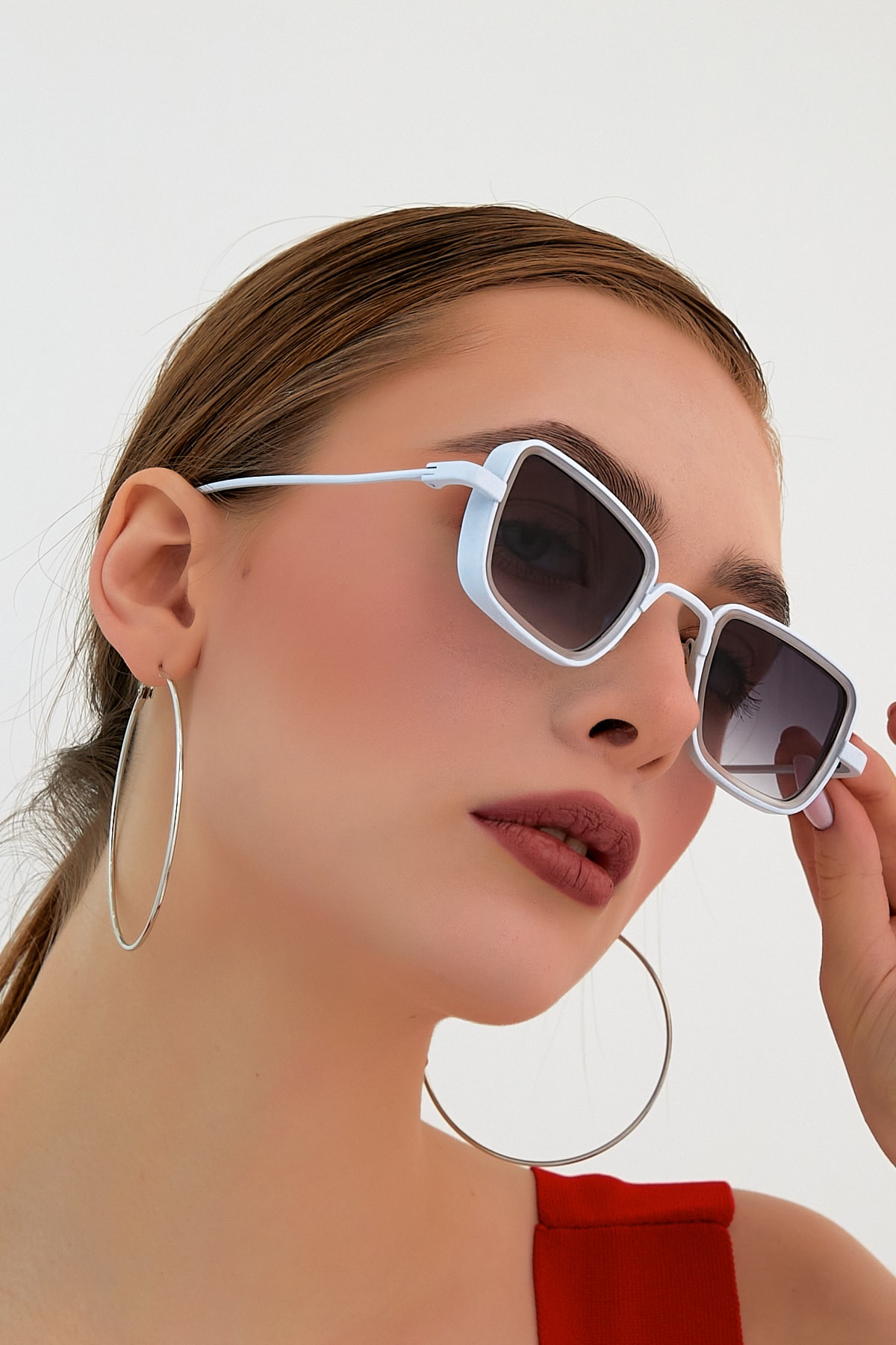 ModaLand Elisa White Black Unisex Güneş Gözlüğü - Görsel 2