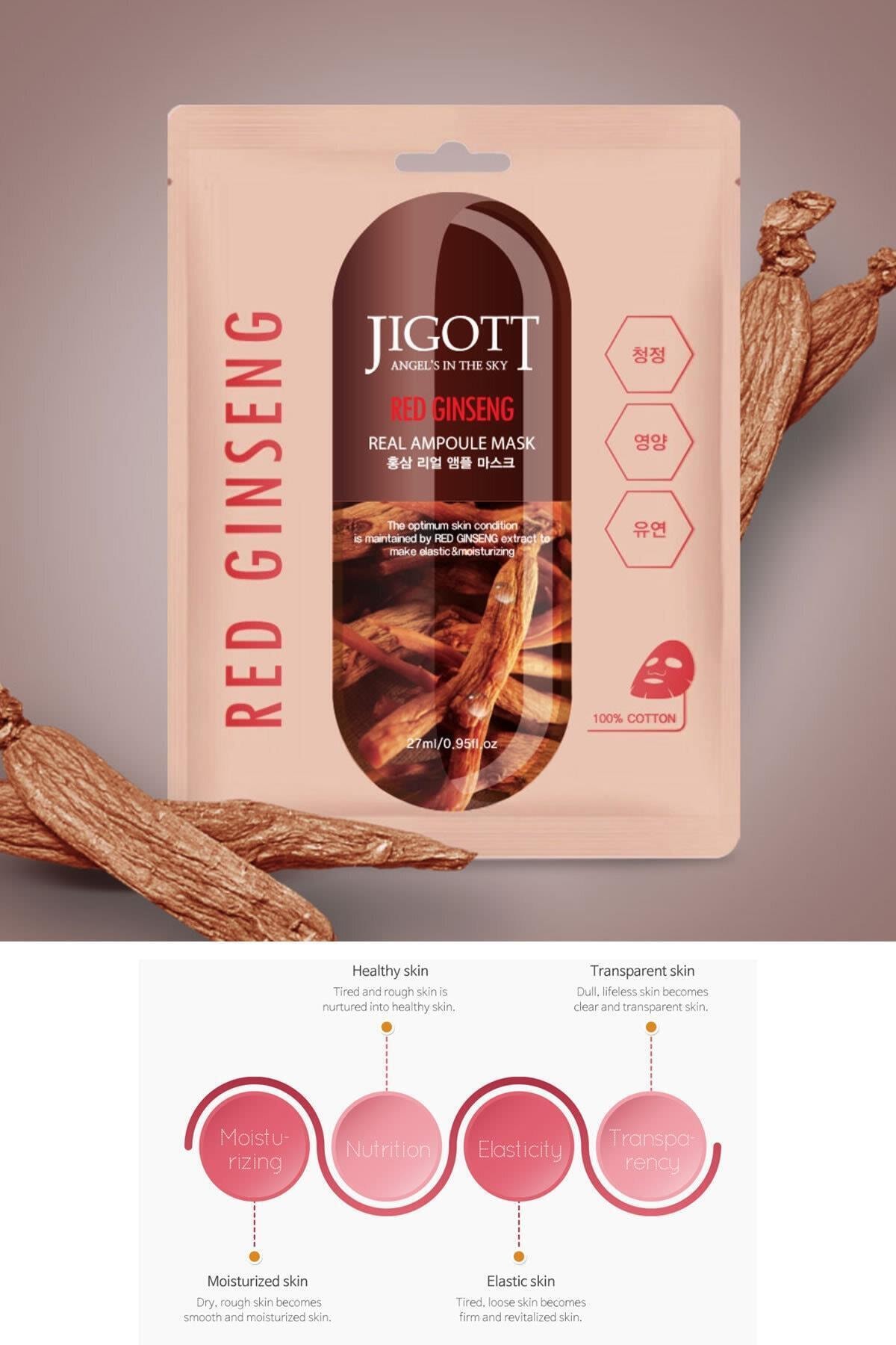Jigott Kırmızı Ginseng Gözenek Sıkılaştırıcı,nemlendirici Ve Onarıcı Real Ampul Maske - Görsel 2