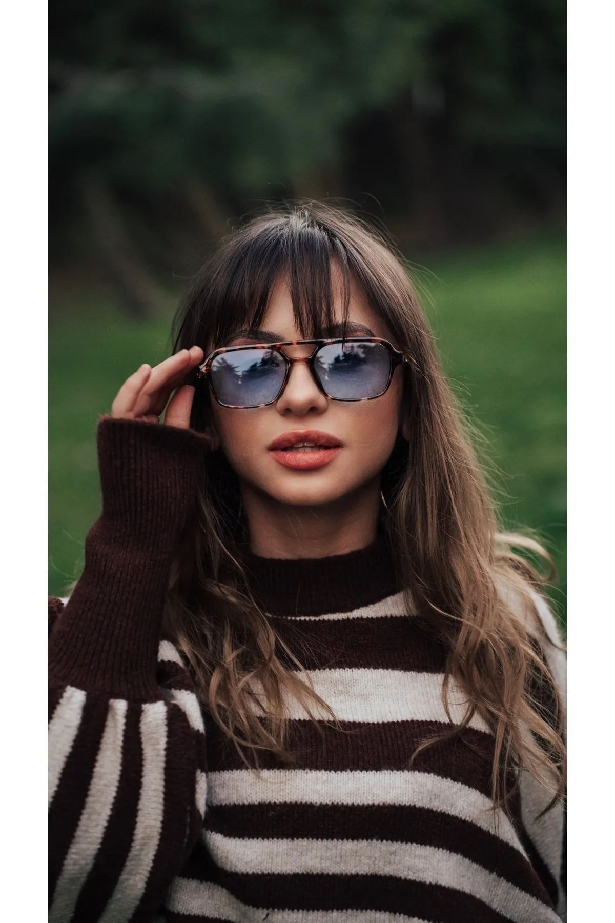 LOOKUP NEW Unisex Kadın Erkek Uv400 Korumalı Leopar Mavi Gold Dikdörtgen Kare Yeni Sezon Güneş Gözlüğü - Görsel 2