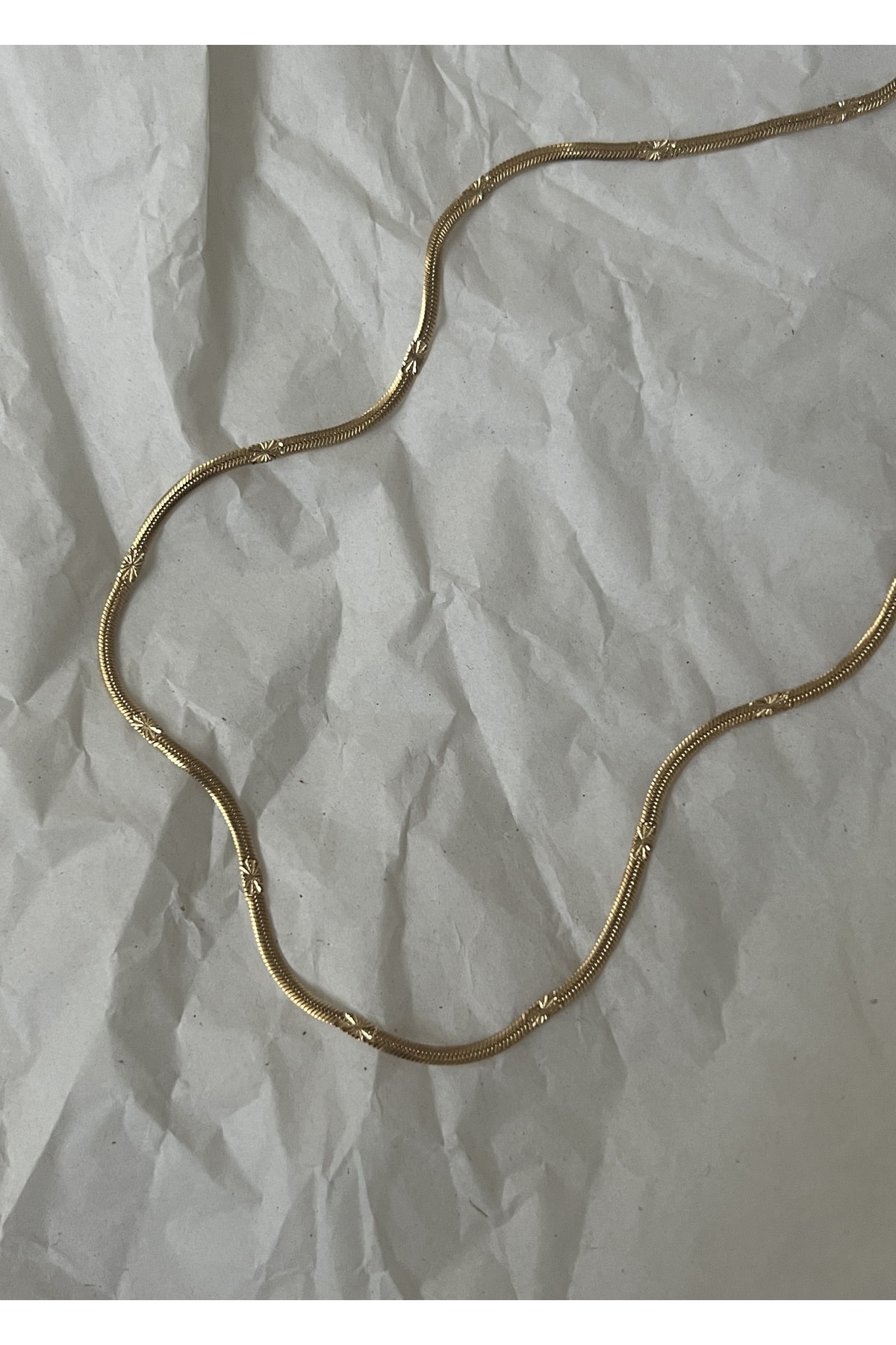 KİLİGİSTANBUL 45 Cm Ince Italyan&yıldız Plaka Gold Renk Çelik Kolye - Görsel 2