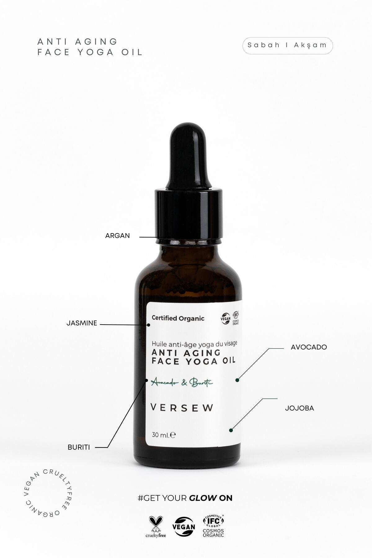 VERSEW Organik Anti Aging Yaşlanma Karşıtı Yüz Yoga Masaj Yağı 30 Ml - Görsel 3