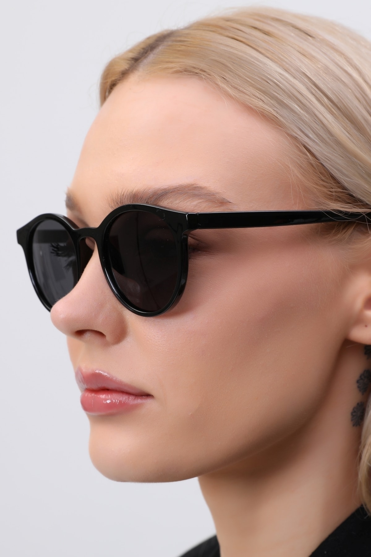 Socks By Step Siyah Yuvarlak Çerçeve Unisex Güneş Gözlüğü - Görsel 3