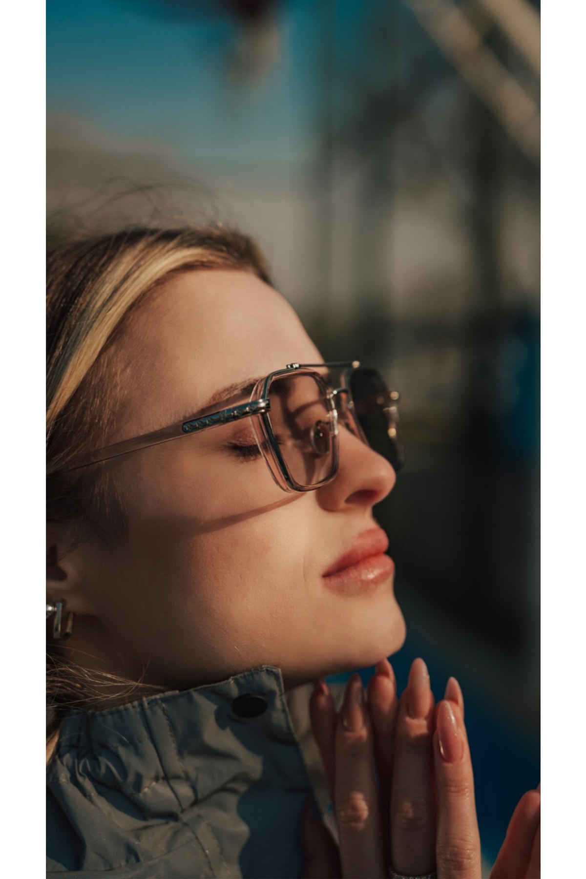 Angel Eyes Dikdörtgen Şeffaf Pembe Çerçeceli Unisex Güneş Gözlüğü Ae-0039c6 - Görsel 3