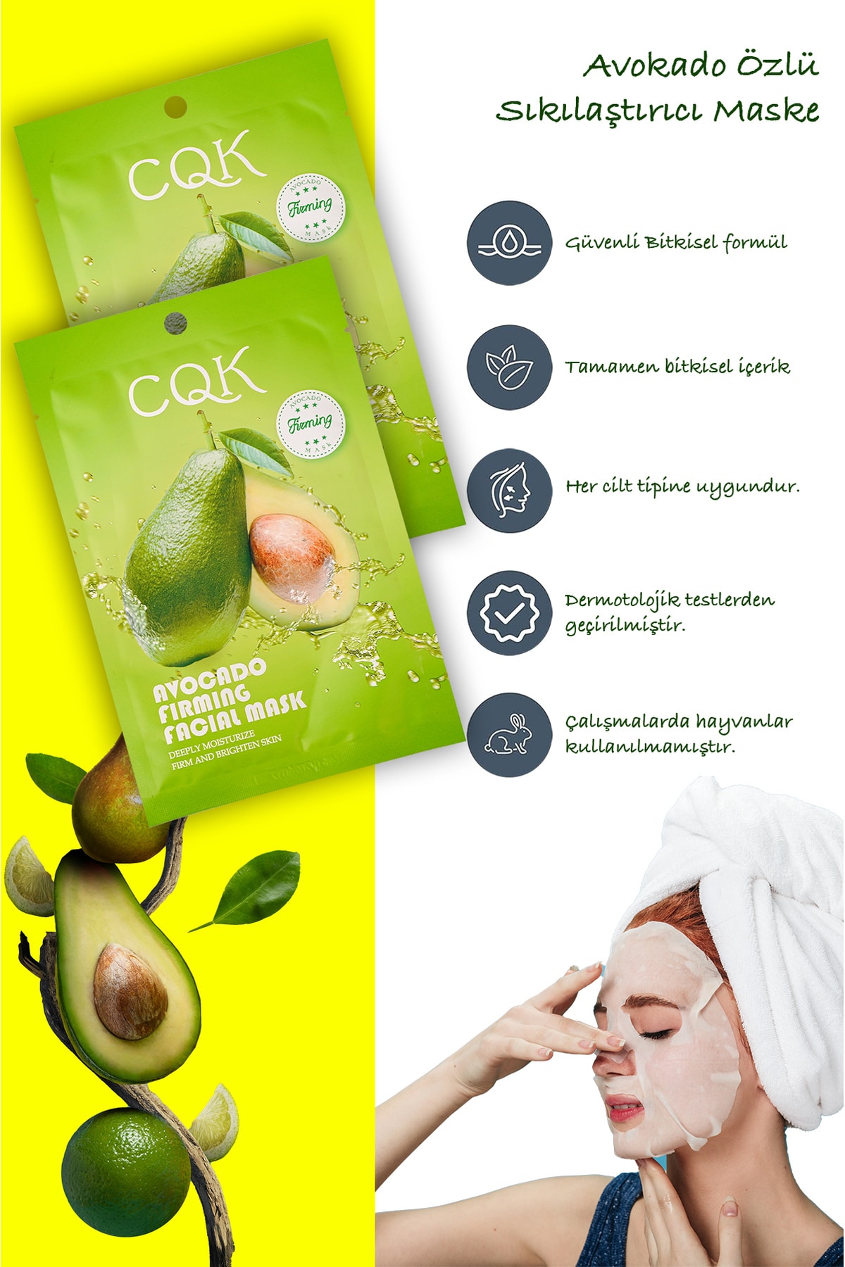 Uniquem 3 Adet Avokado Meyan Kökü Özlü Sıkılaştırıcı Yüz Maskesi Avocado Paper Mask Xlm144 - Görsel 3