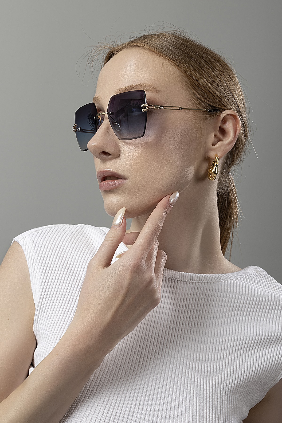 Polo Air Kristal Kare Kadın Güneş Gözlüğü Lacivert Renk - Görsel 3