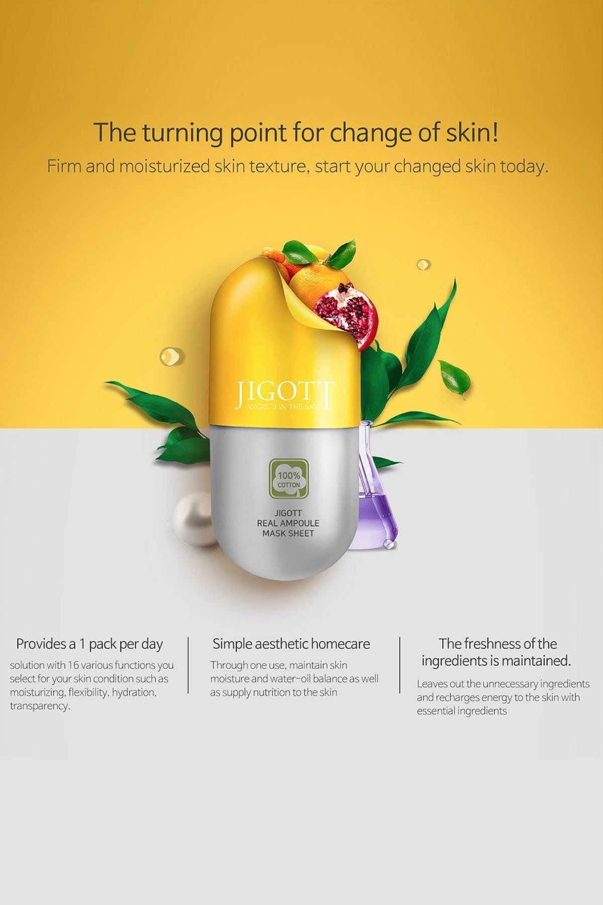 Jigott Kırmızı Ginseng Gözenek Sıkılaştırıcı,nemlendirici Ve Onarıcı Real Ampul Maske - Görsel 3