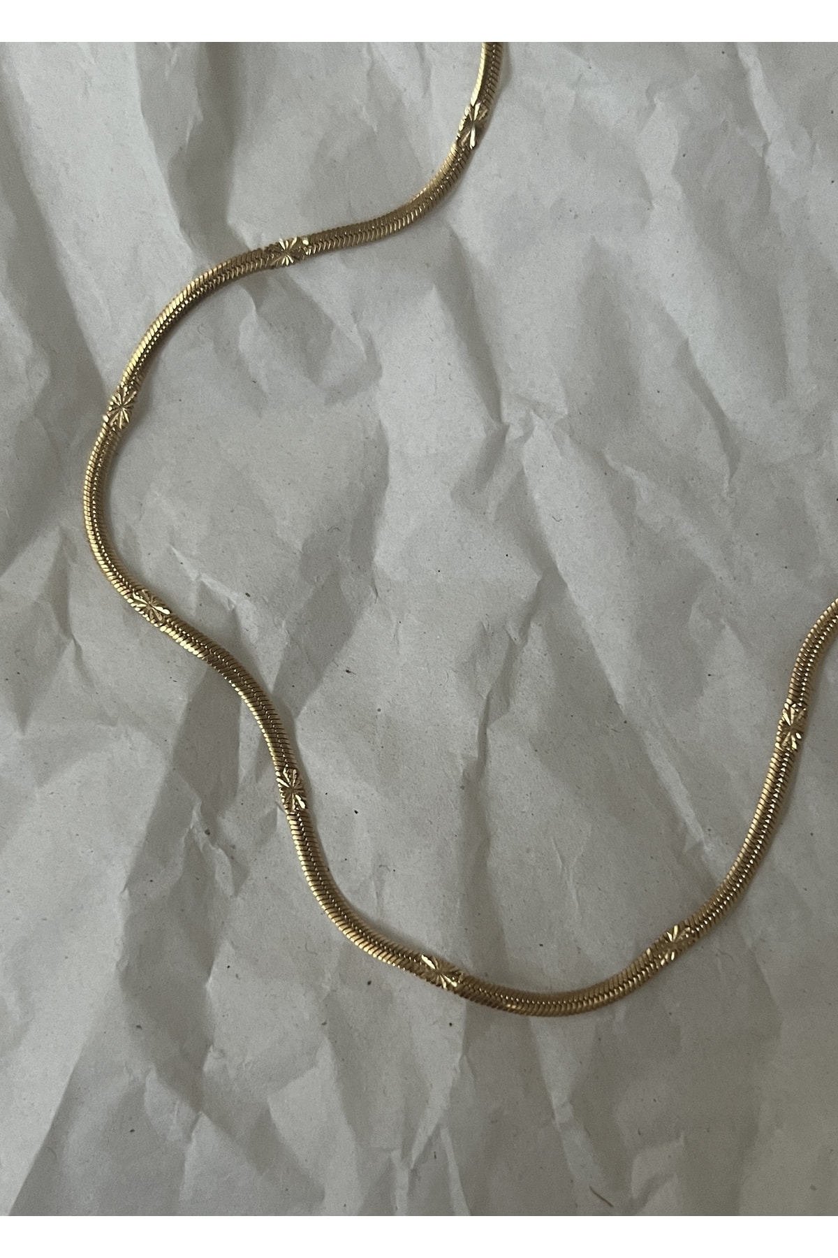 KİLİGİSTANBUL 45 Cm Ince Italyan&yıldız Plaka Gold Renk Çelik Kolye - Görsel 3