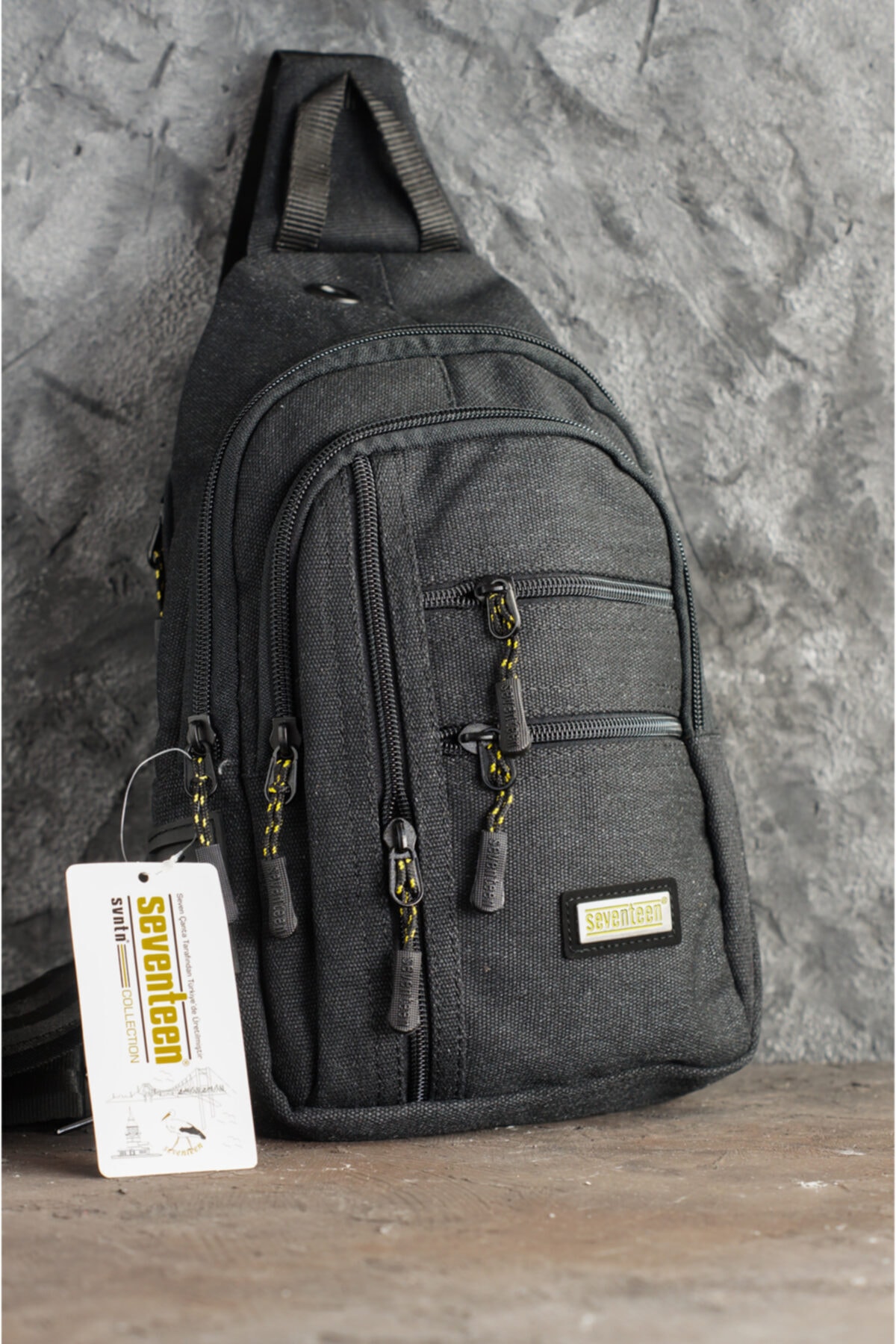 SEVENTEEN Kanvas Çapraz Sırt Ve Omuz Çantası Siyah 3473 - Görsel 3