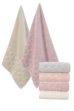 Nurpak %100 Pamuk Hazal Desen Pembe Battal Banyo Havlusu 90x150 Cm