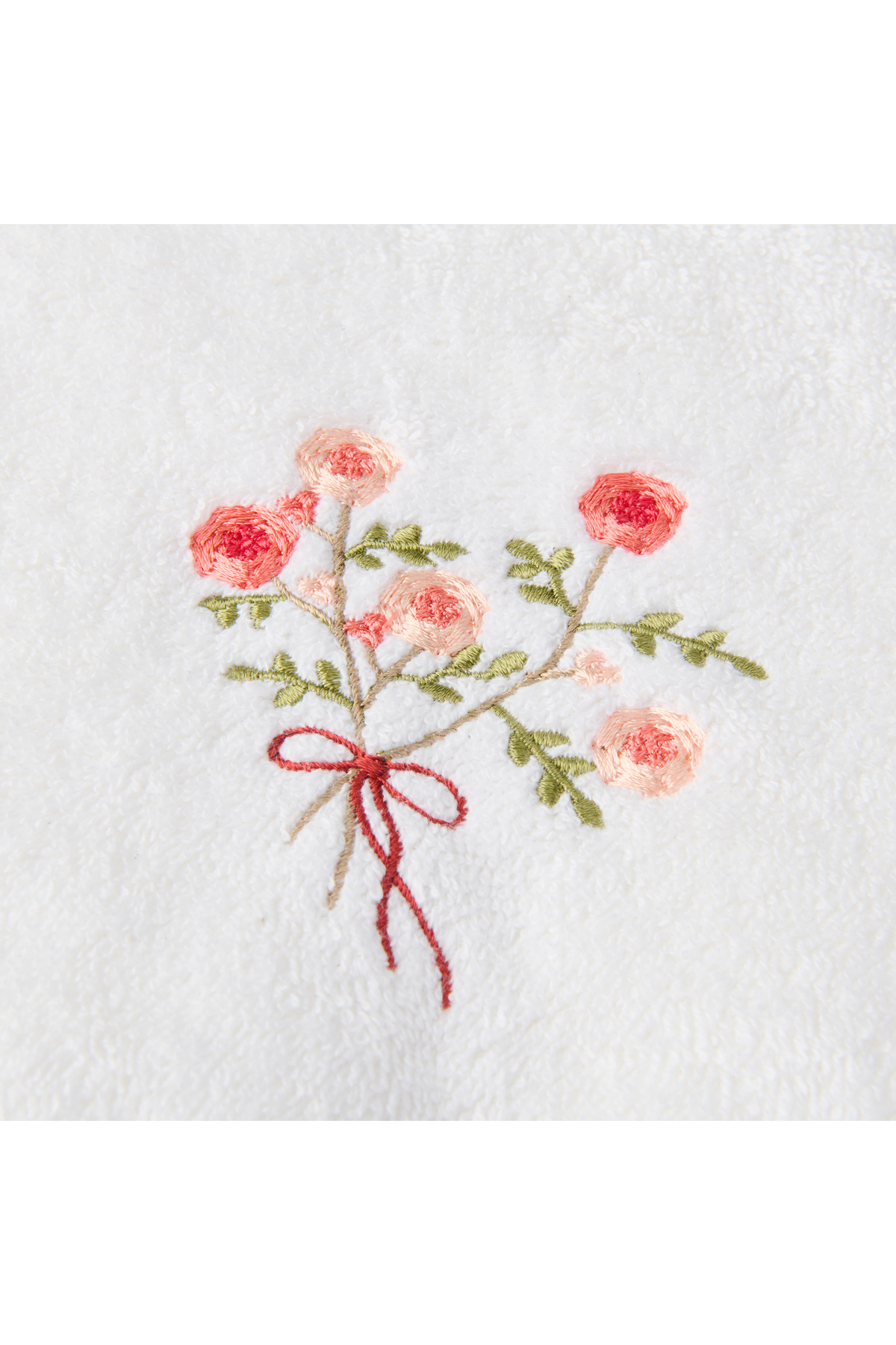 Evidea Soft Granny Summer Çiçek Nakışlı Yüz Havlusu - Ekru - 50x90 cm - Görsel 3