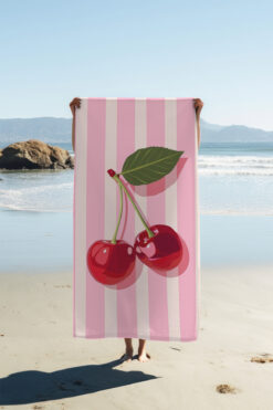 PATRON Dijital Baskı Plaj Deniz Havlusu Kiraz Desenli Peştamal HVL0160