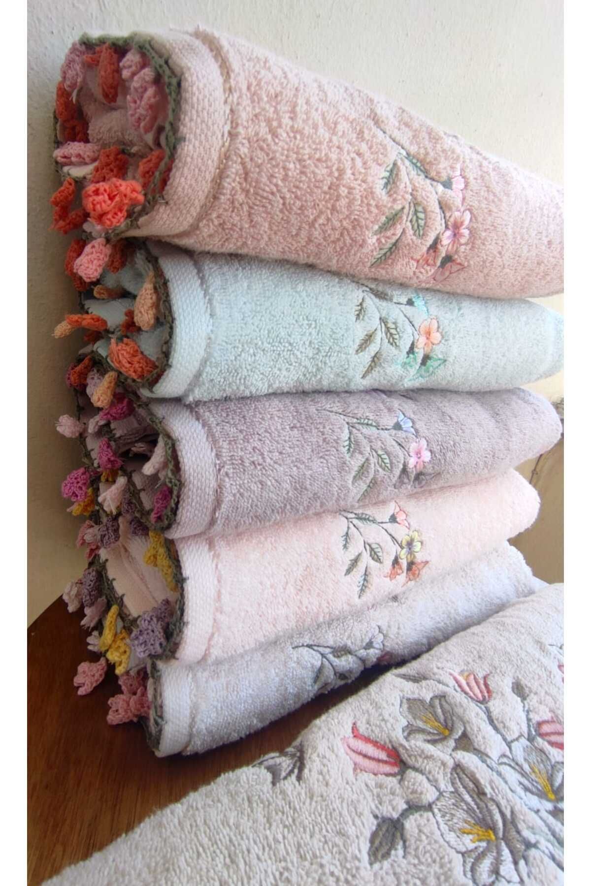 GONCA TEKSTİL El işi Dantelli Lale 50x90 cm Yüz havlusu - Görsel 2