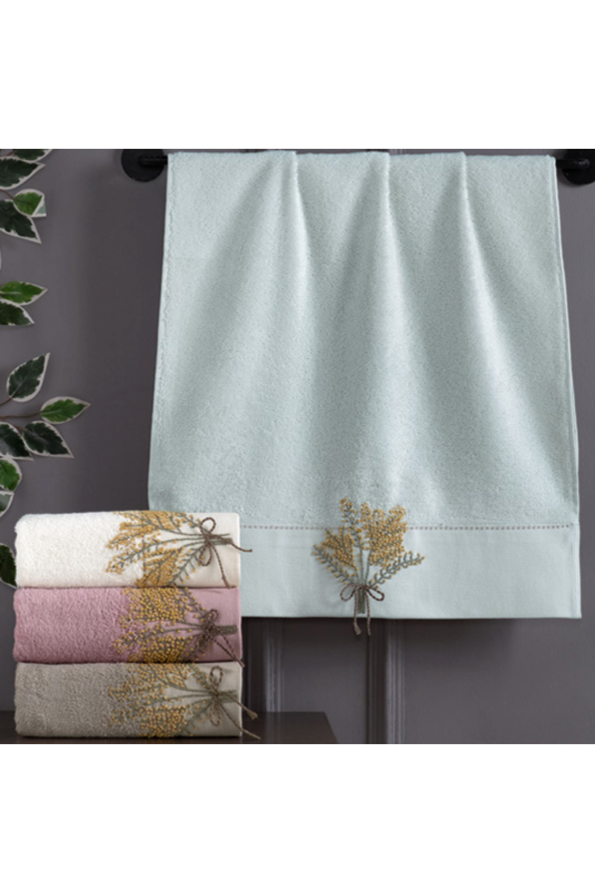 Altınbaşak Laurel Bambu Nakışlı El Havlusu 4'lü - 50*90cm