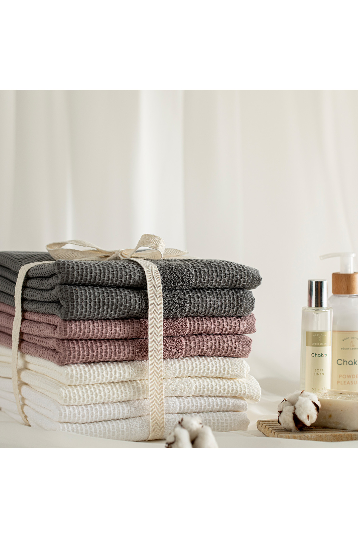 Chakra Sobeska %100 Pamuk 8'li Yüz Havlusu Seti 50x80 cm - Görsel 2