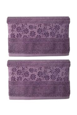 Özdilek 2 Adet Pamuklu El-yüz Havlusu (50x80)-blossom Mürdüm