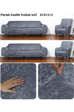 Hantaj Yumuşacık Yıkanabilir Tüy Leke Tutmayan Lastikli Kadife Koltuk Örtüsü Koltuk Kılıfı Takımı 4lü"set