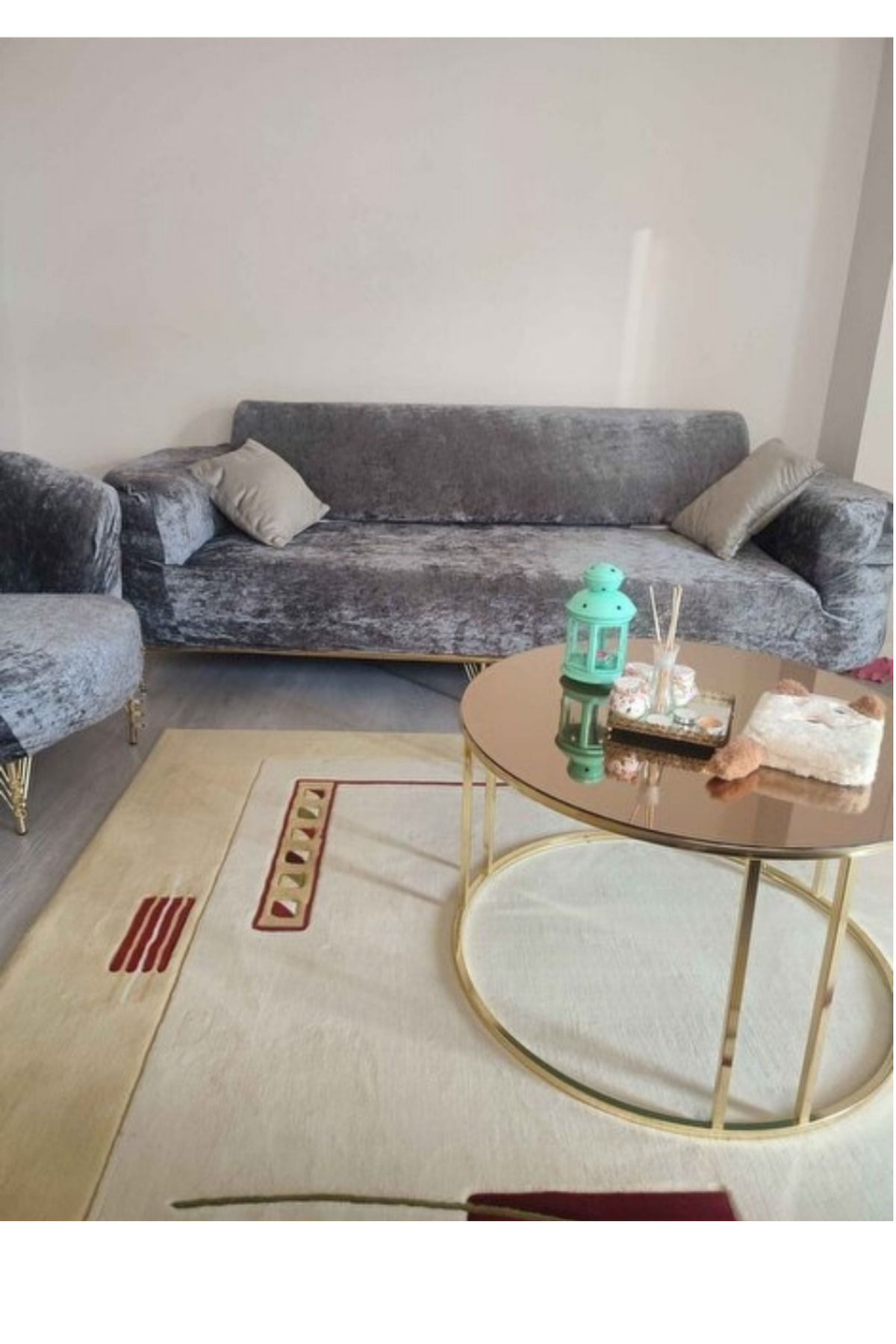 Hantaj Yumuşacık Yıkanabilir Tüy Leke Tutmayan Lastikli Kadife Koltuk Örtüsü Koltuk Kılıfı Takımı 4lü"set - Görsel 2