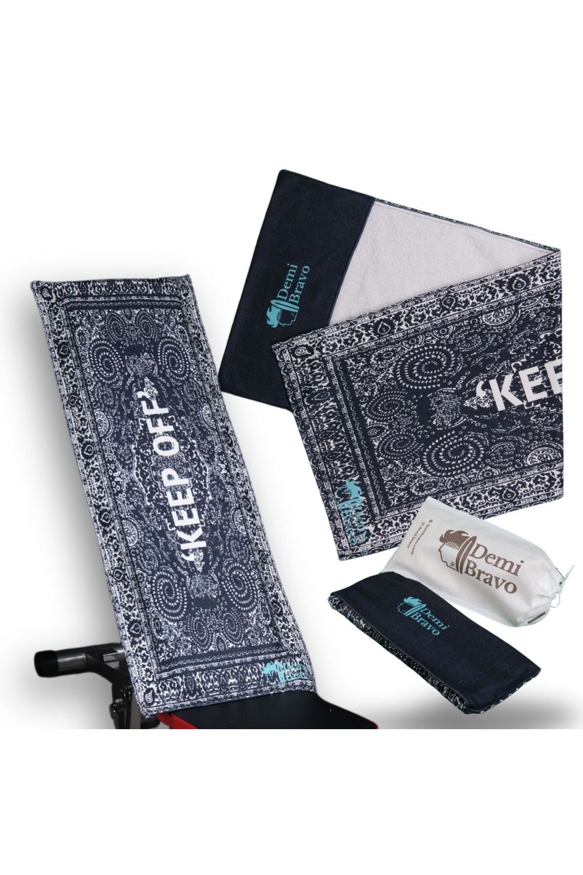 DEMİ BRAVO Özel Tasarım Cepli Pamuk Spor Havlusu - Keep Off