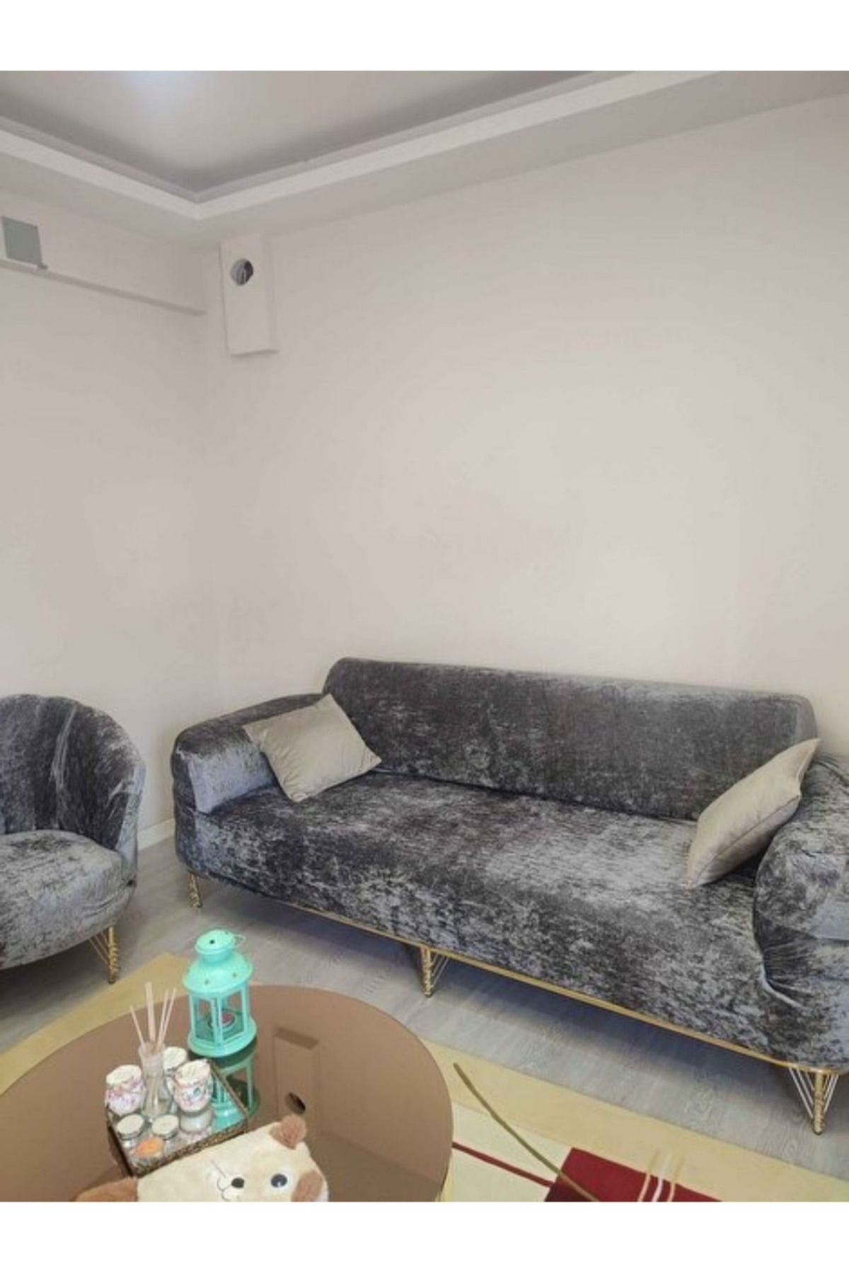 Hantaj Yumuşacık Yıkanabilir Tüy Leke Tutmayan Lastikli Kadife Koltuk Örtüsü Koltuk Kılıfı Takımı 4lü"set - Görsel 3