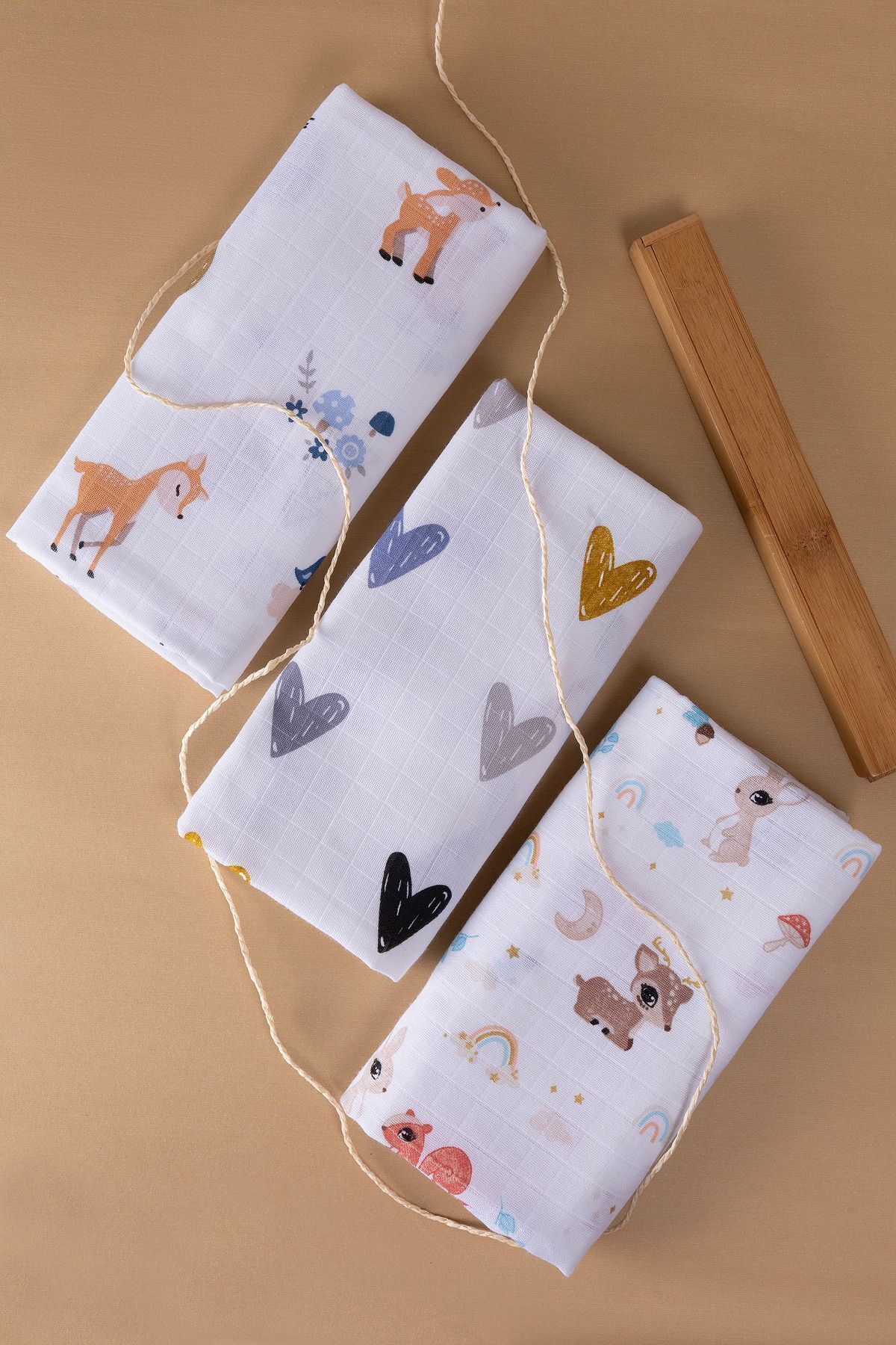 Ferdys Çok Amaçlı Müslin Örtü &battaniyeli 3 ‘lü Set %100 Pamuk Organik 80x90