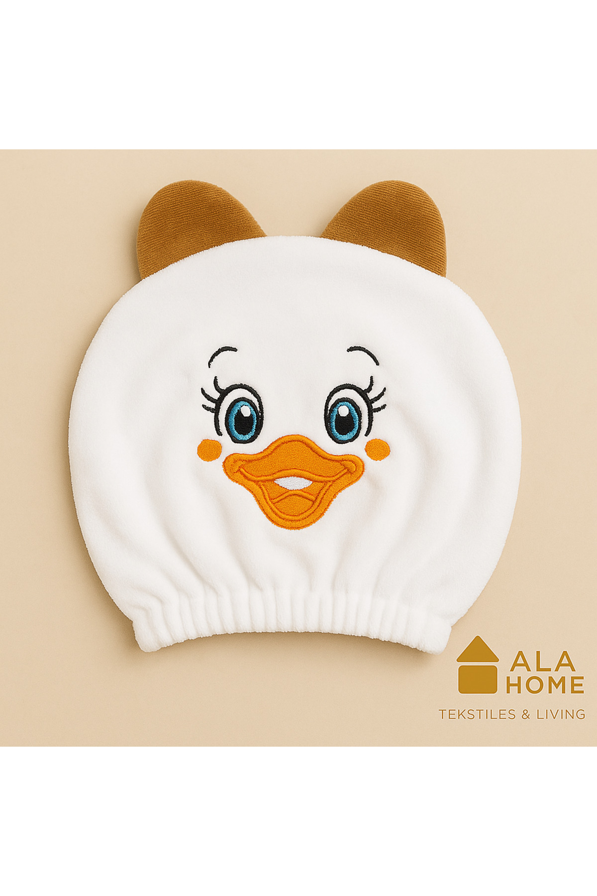 HOME ALA Pamuklu Ördek Nakışlı Saç Kurutma Bonesi - Görsel 2