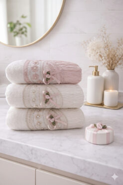 BAMİROSE 50 X 90 WEDDİNG GÜPÜRLÜ, İNCİLİ KADİFE HAVLU, ÇEYİZ HAVLUSU, NİŞAN, DÜĞÜN BOHÇA HAVLUSU, YÜZ HAVLUSU