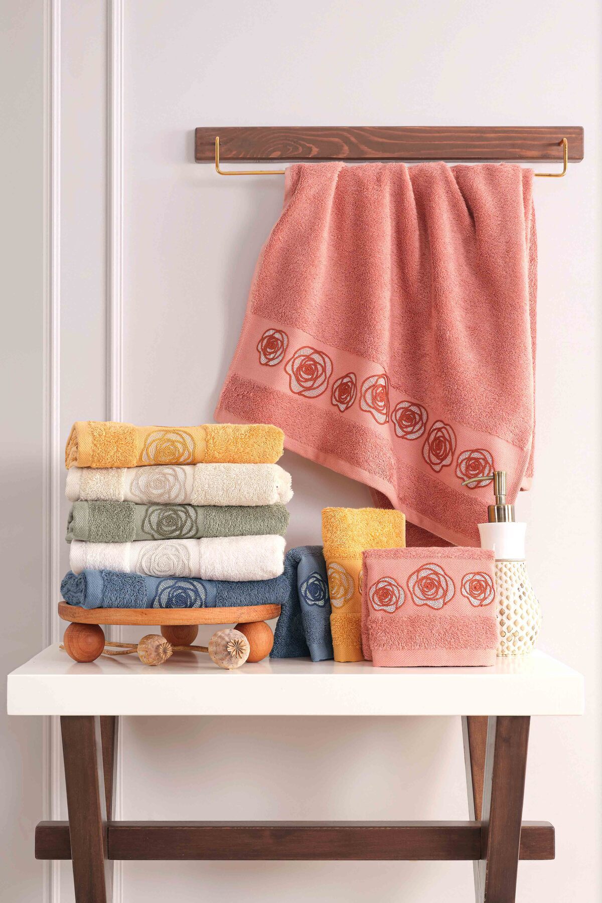 MARİBOR SHINE - %70 Bambu / %30 Pamuk Suzeni Nakışlı El Havlusu - 6'lı Set 50x90 - Görsel 2