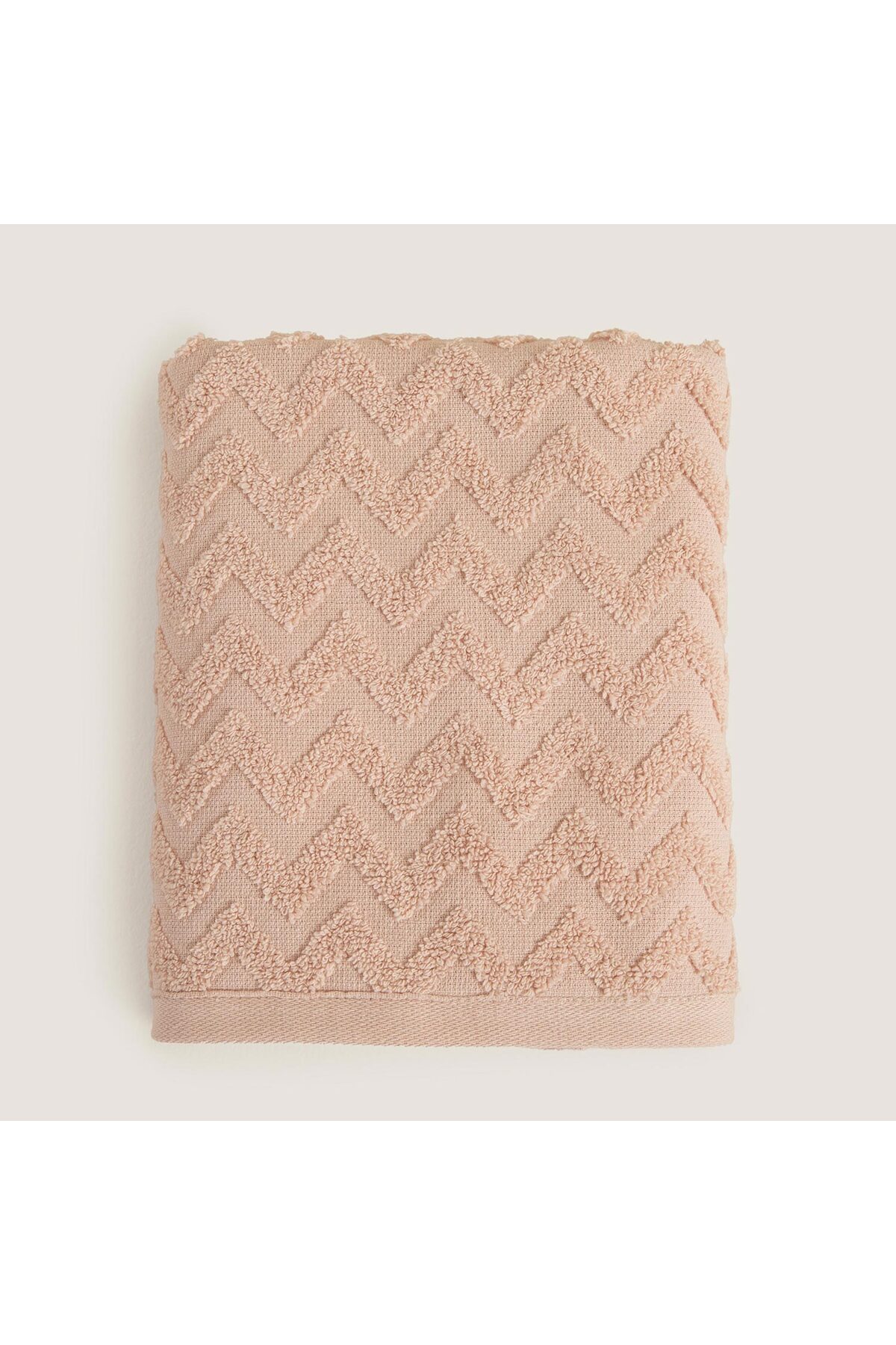 Chakra Zigzag %100 Pamuk Banyo Havlusu 70x140 cm Somon