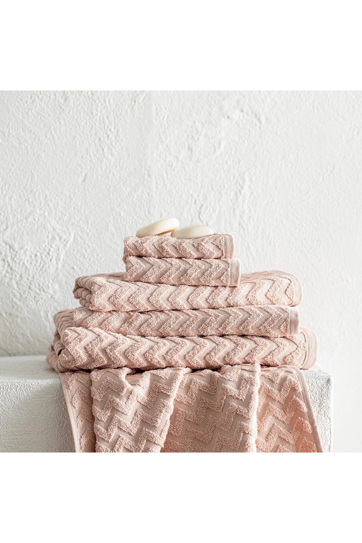 Chakra Zigzag %100 Pamuk Banyo Havlusu 70x140 cm Somon - Görsel 2