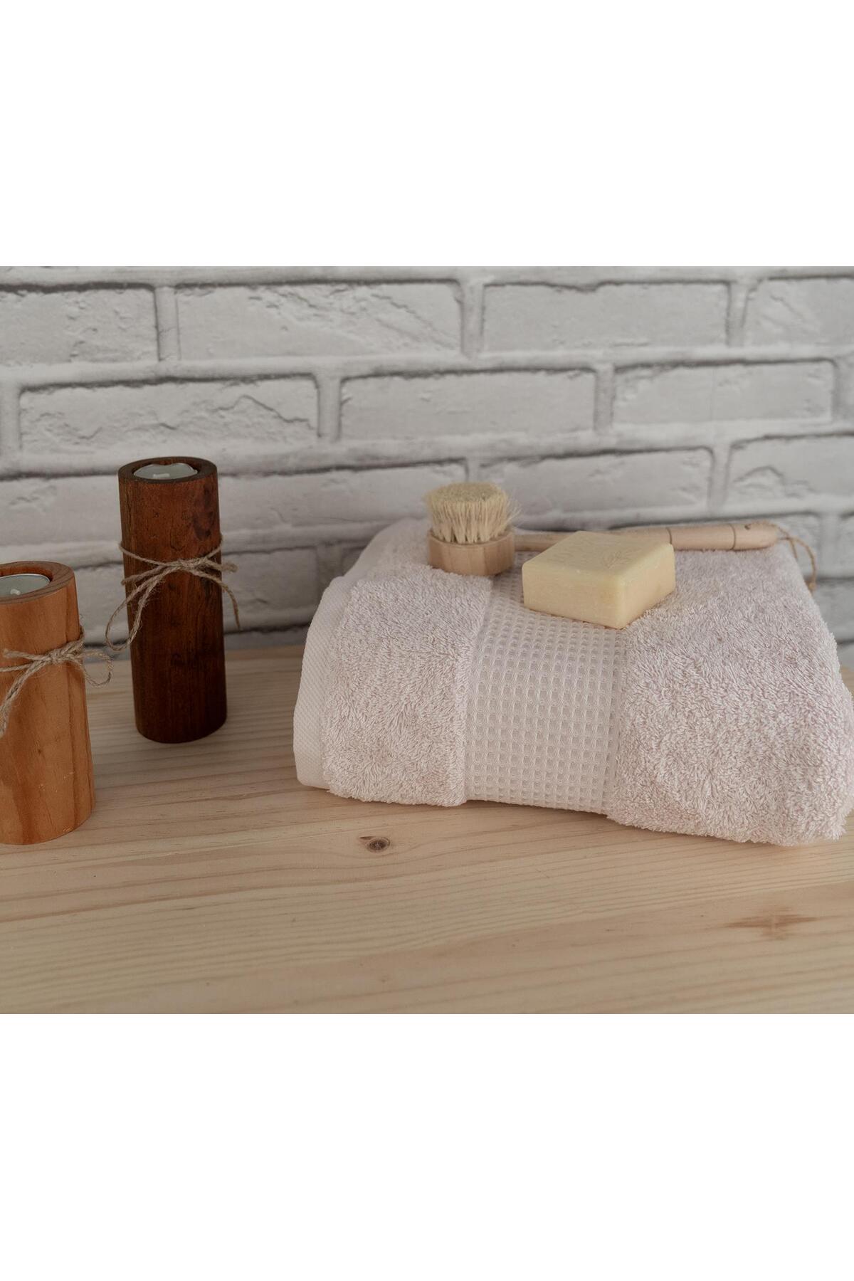 Baveno Pamuklu Yumuşak Waffle Bordürlü Renkli 60x110 cm El Yüz Havlusu