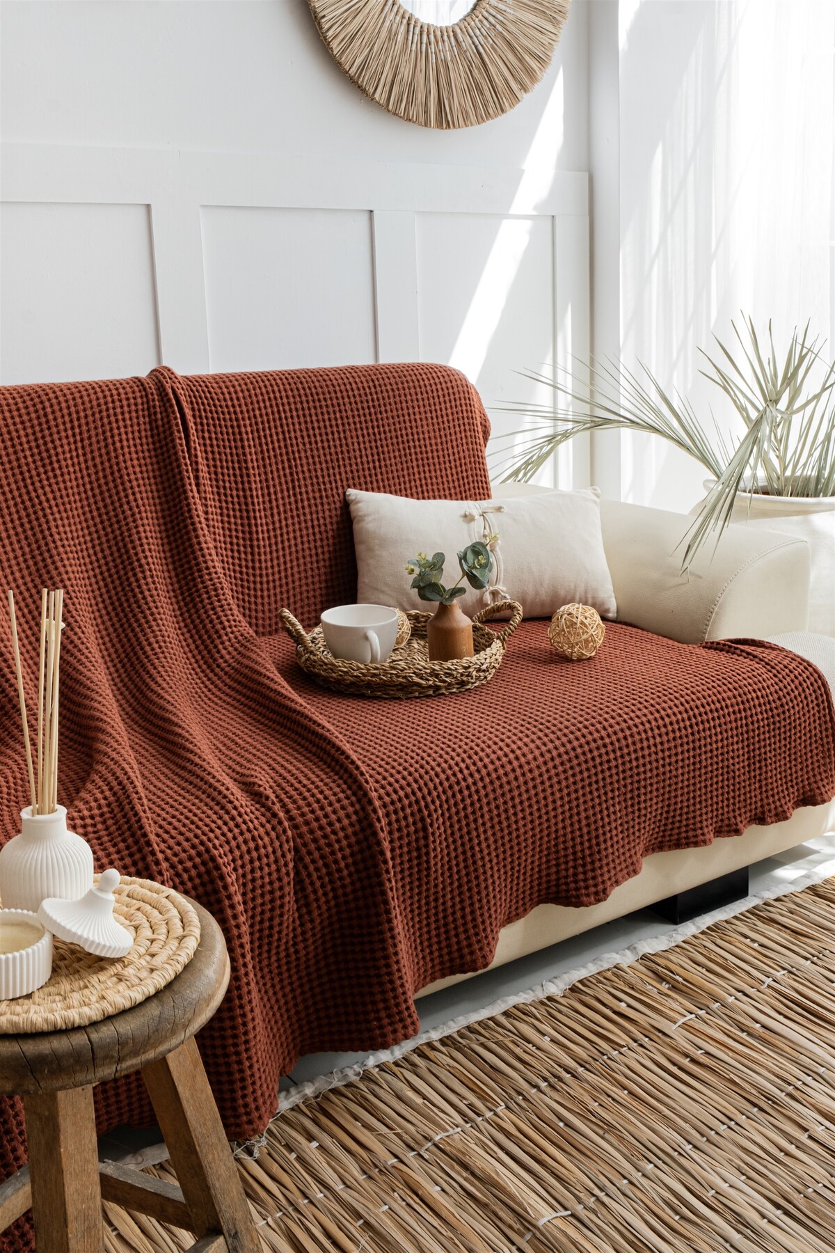 Cotanique Mine Koltuk Örtüsü 170 x 210 cm Kiremit - Görsel 2