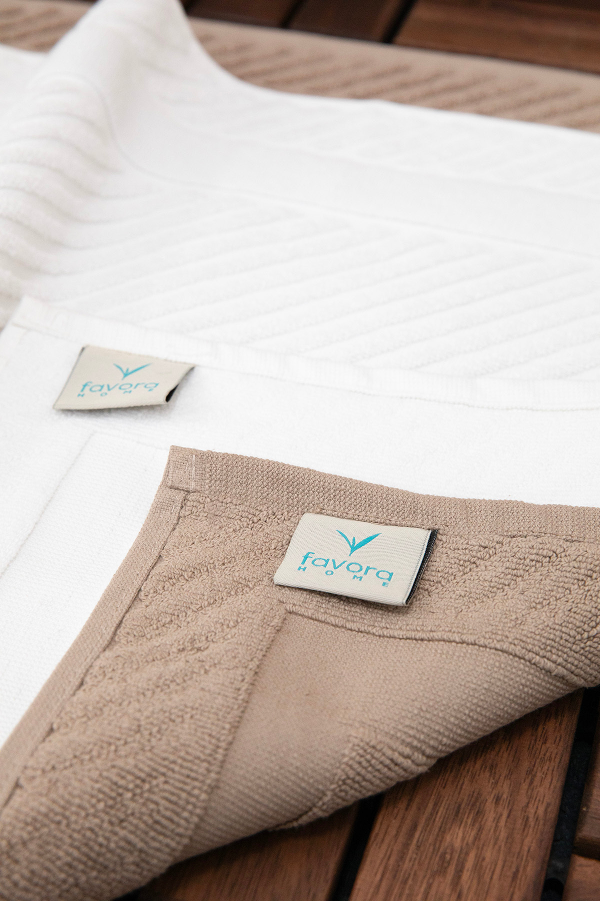 FAVORA Leoline %100 Pamuk Premium 2li Ayak Havlusu - Kahve - Beyaz - Görsel 2