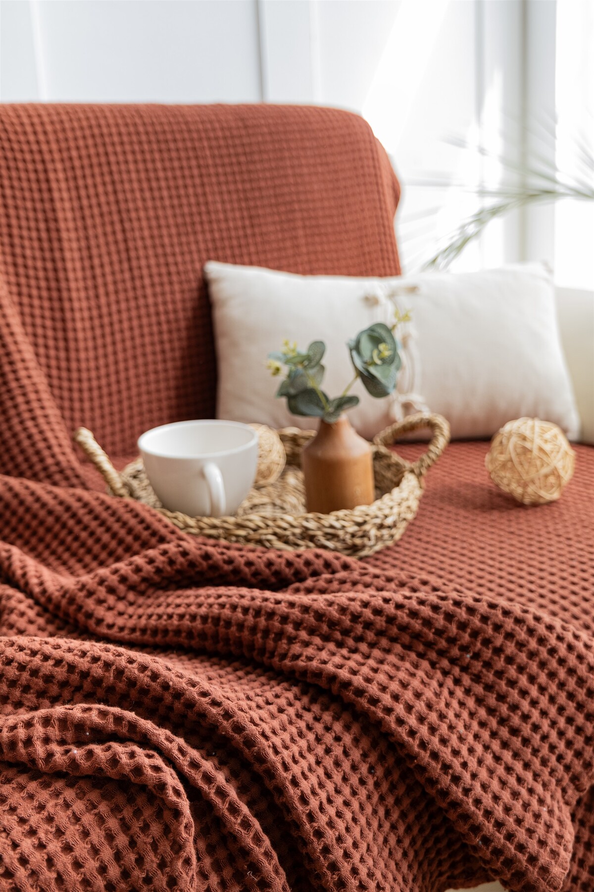 Cotanique Mine Koltuk Örtüsü 170 x 210 cm Kiremit - Görsel 3