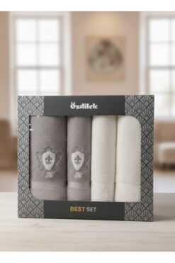 Özdilek Wedding Best Set Hamam Takımı - Krem Gri