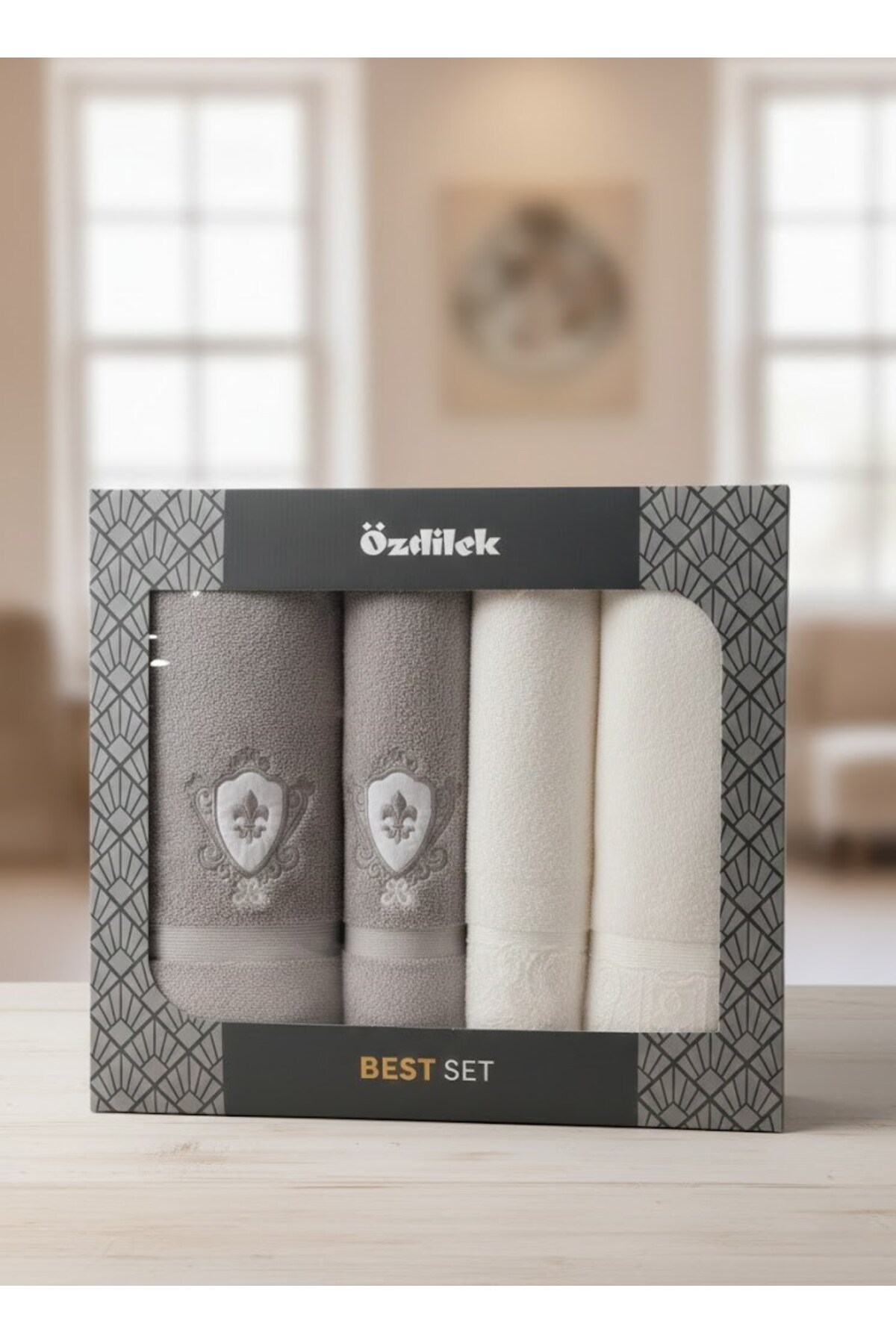 Özdilek Wedding Best Set Hamam Takımı - Krem Gri