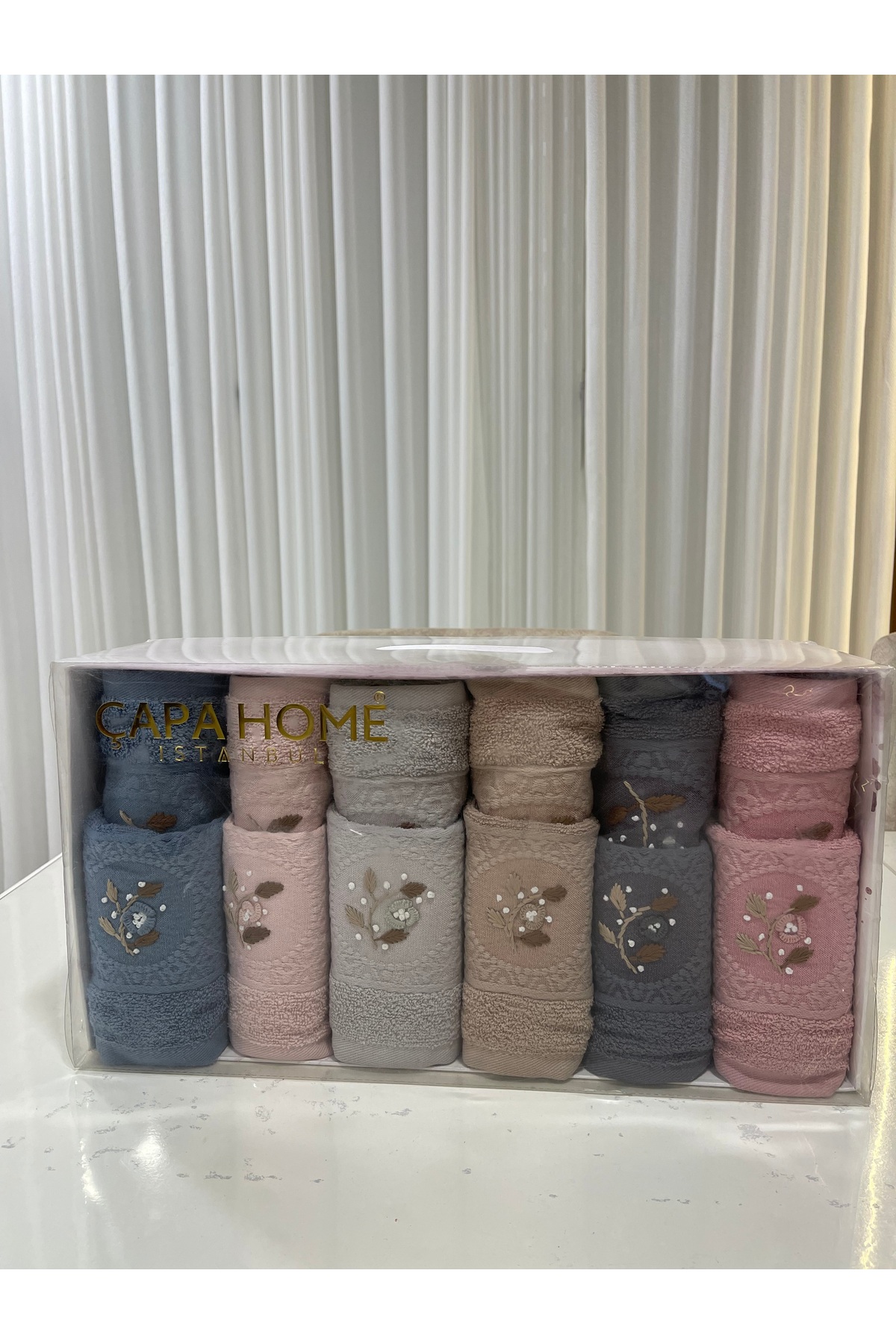 Çapa Home Nakış işleme %100 Pamuk Analı Kızlı Havlu Seti (12Parça)