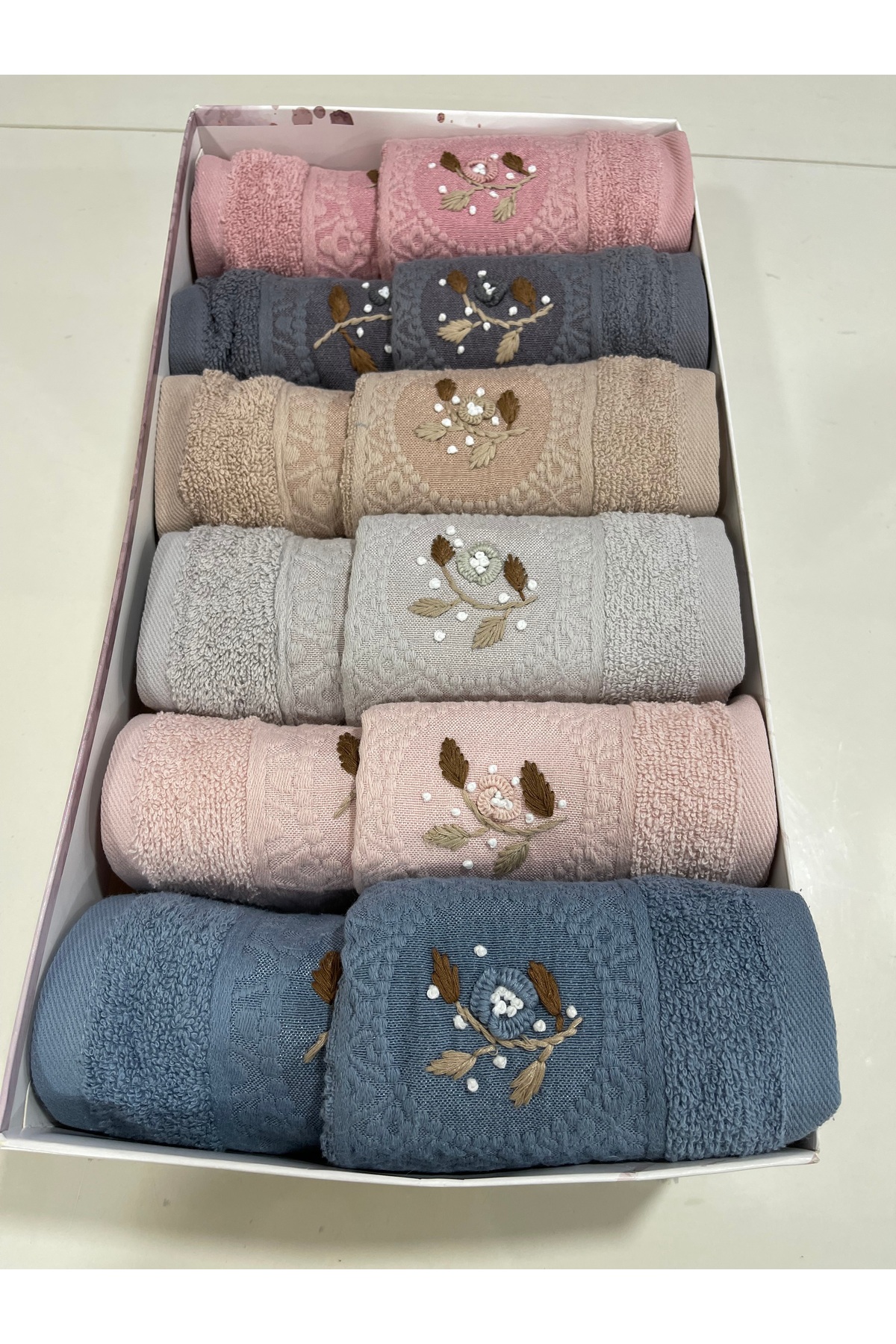 Çapa Home Nakış işleme %100 Pamuk Analı Kızlı Havlu Seti (12Parça) - Görsel 2