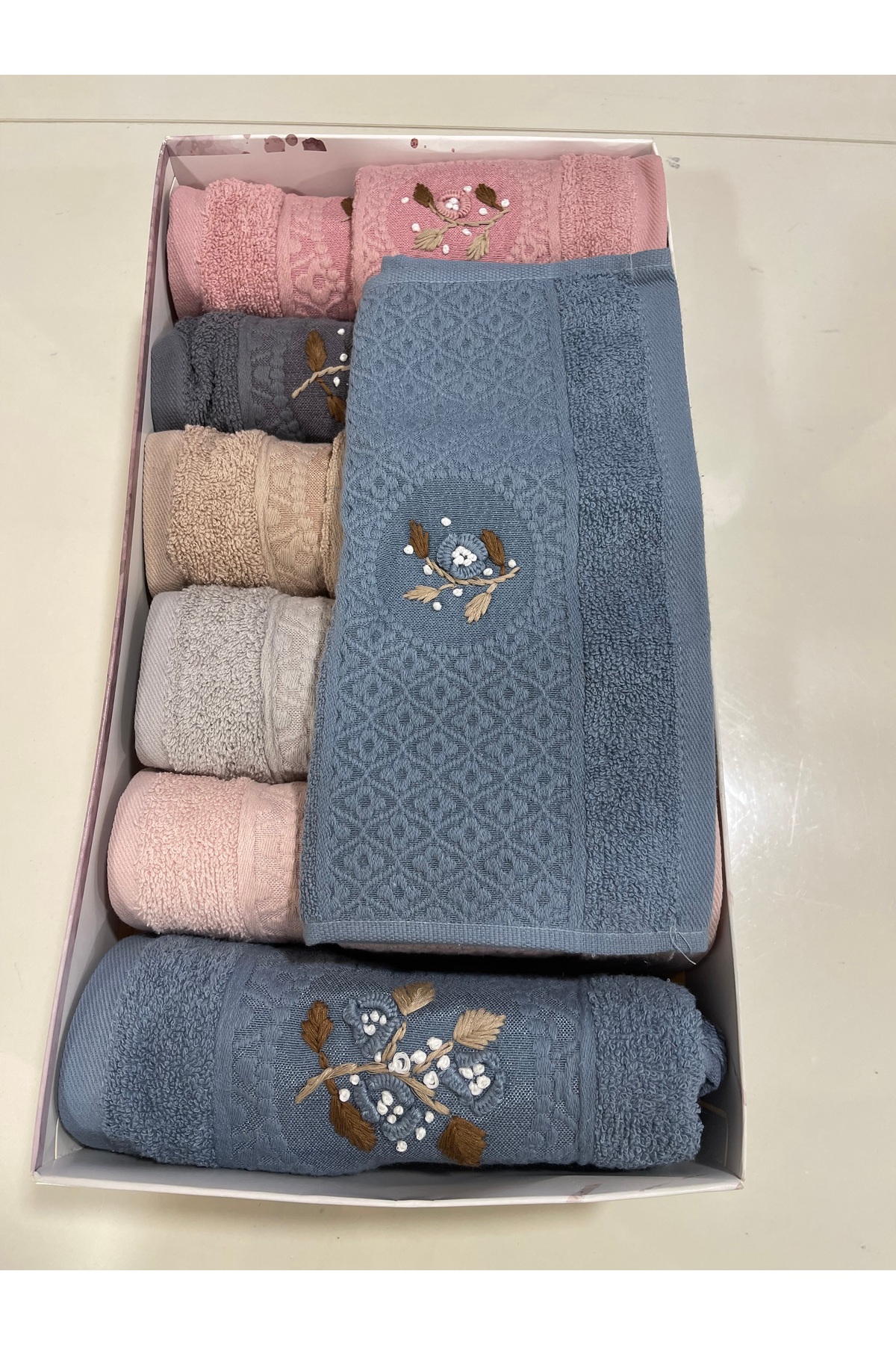 Çapa Home Nakış işleme %100 Pamuk Analı Kızlı Havlu Seti (12Parça) - Görsel 3